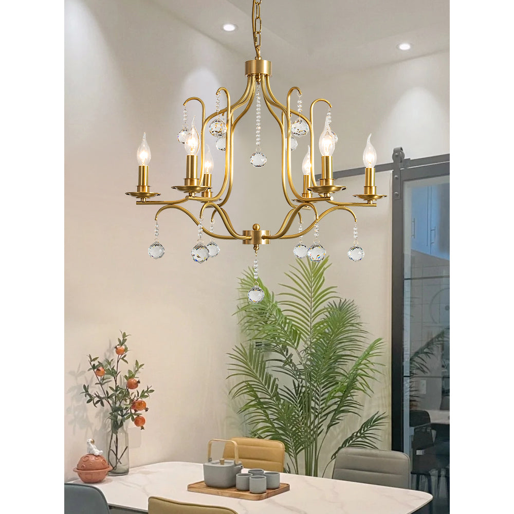 Freyza | Ulliria Postmodern Luxury Brass Crystal Chandelier – Modern Dining Room Living Room