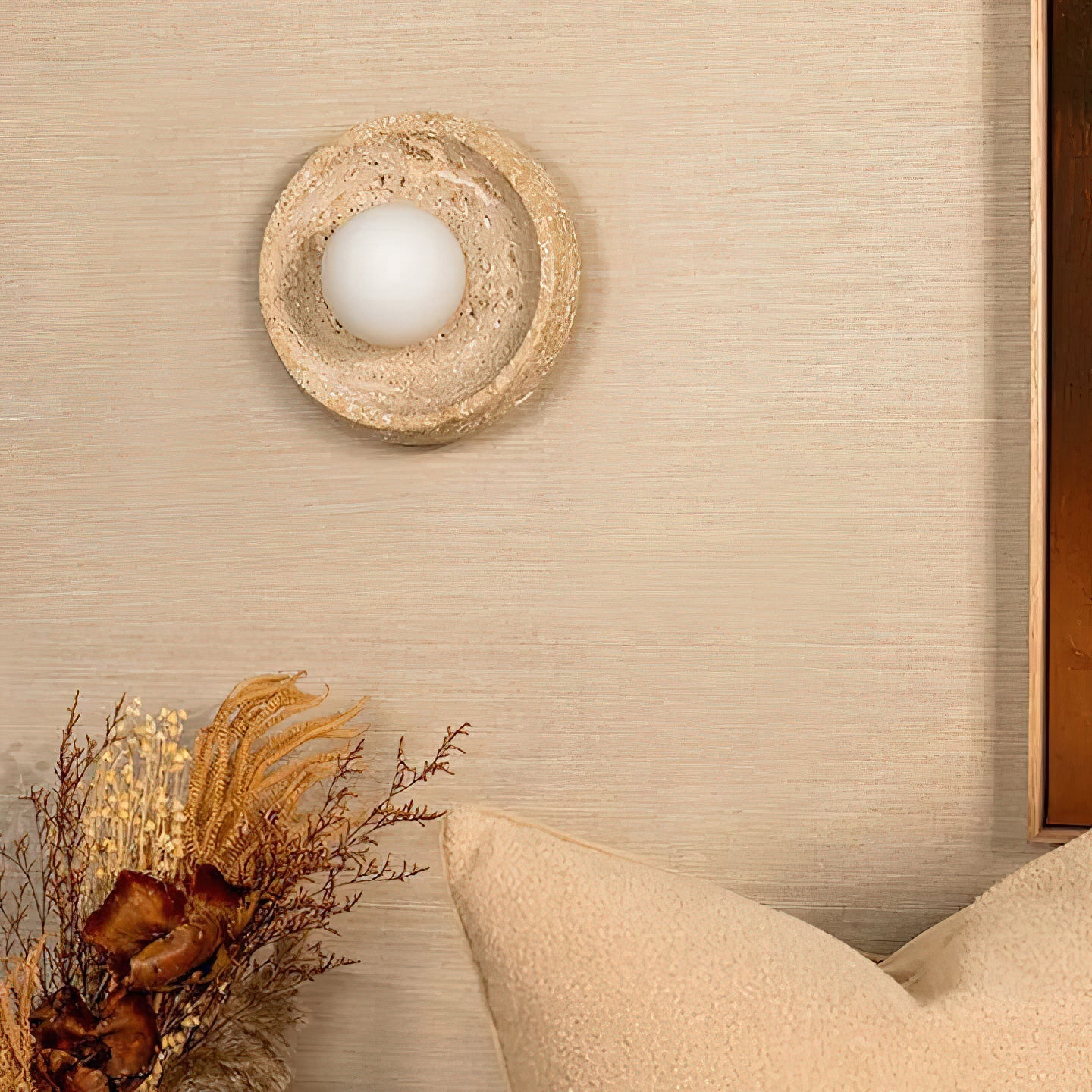 Freyza | Umirus Beige Glass Glass Wall Light – Bedroom Hallway