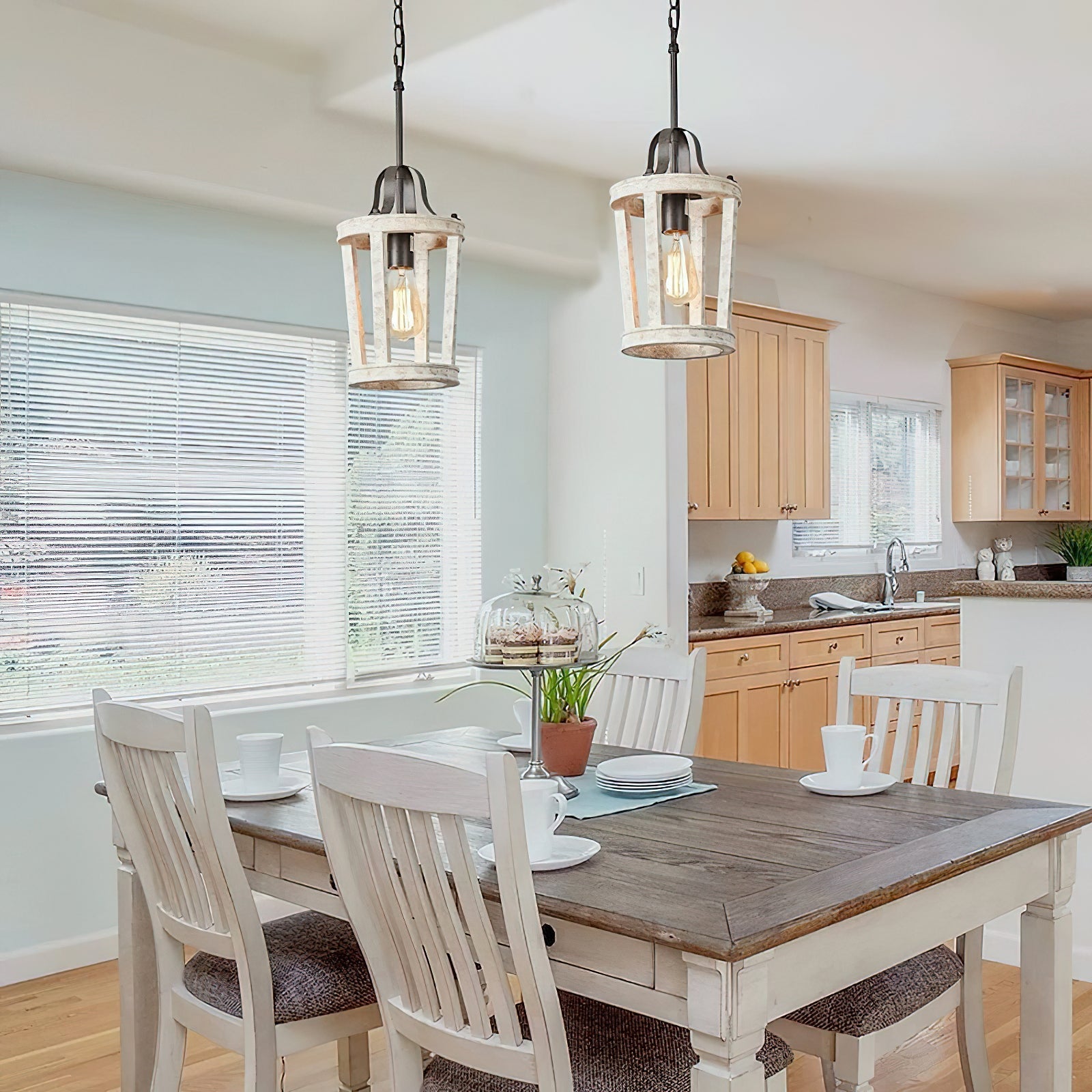 Freyza | Veraeen Vintage Industrial Wood Pendant Light – Industrial Kitchen Dining Room