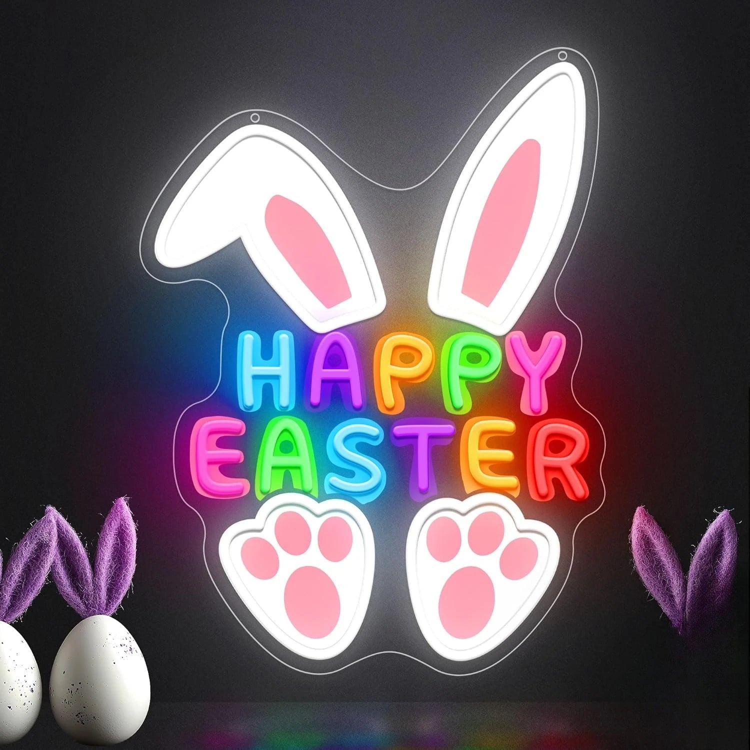 Festive Glow | Neon LED Sign for Easter with USB Connection | Vibrant Decoration for Parties and Events 0