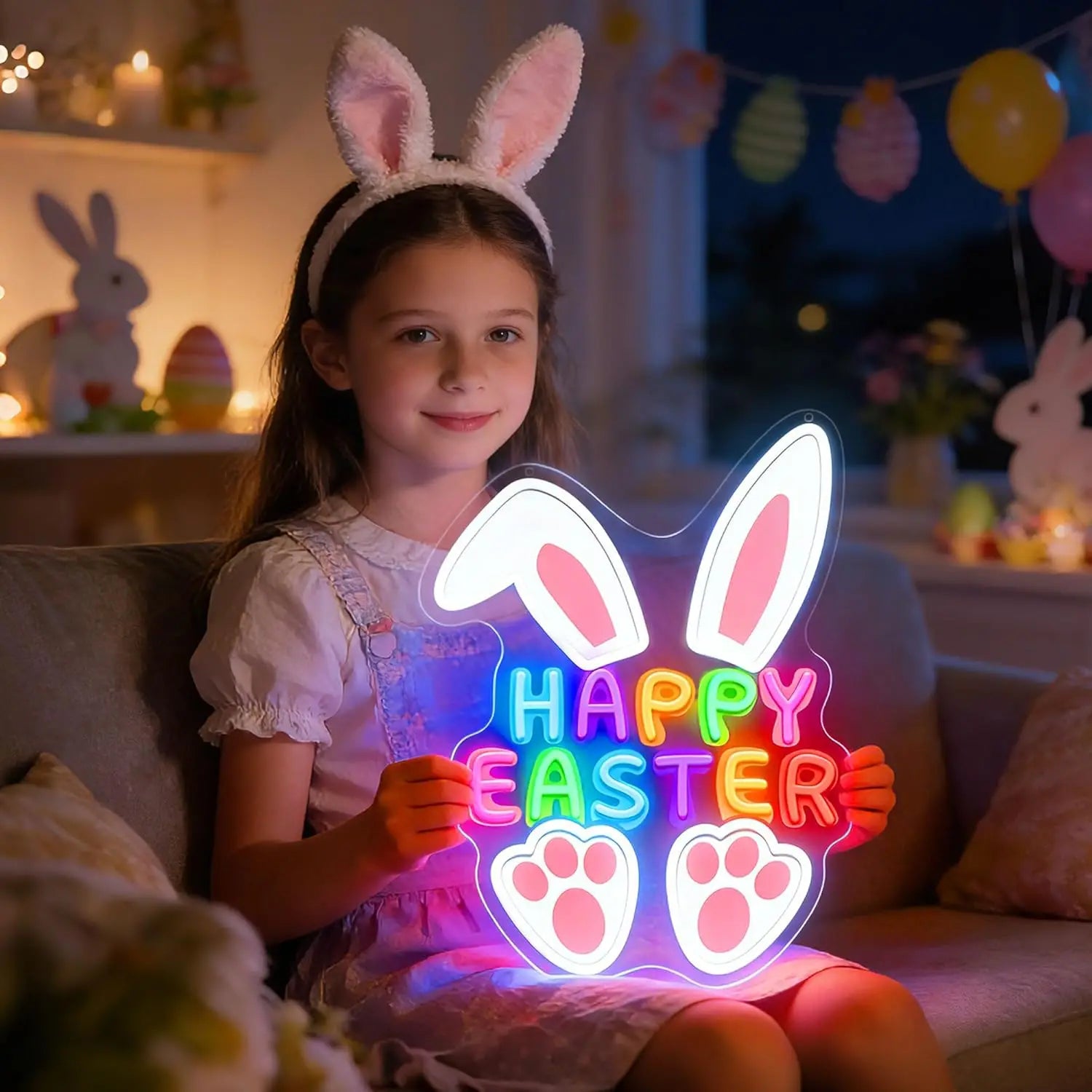 Festive Glow | Neon LED Sign for Easter with USB Connection | Vibrant Decoration for Parties and Events 1