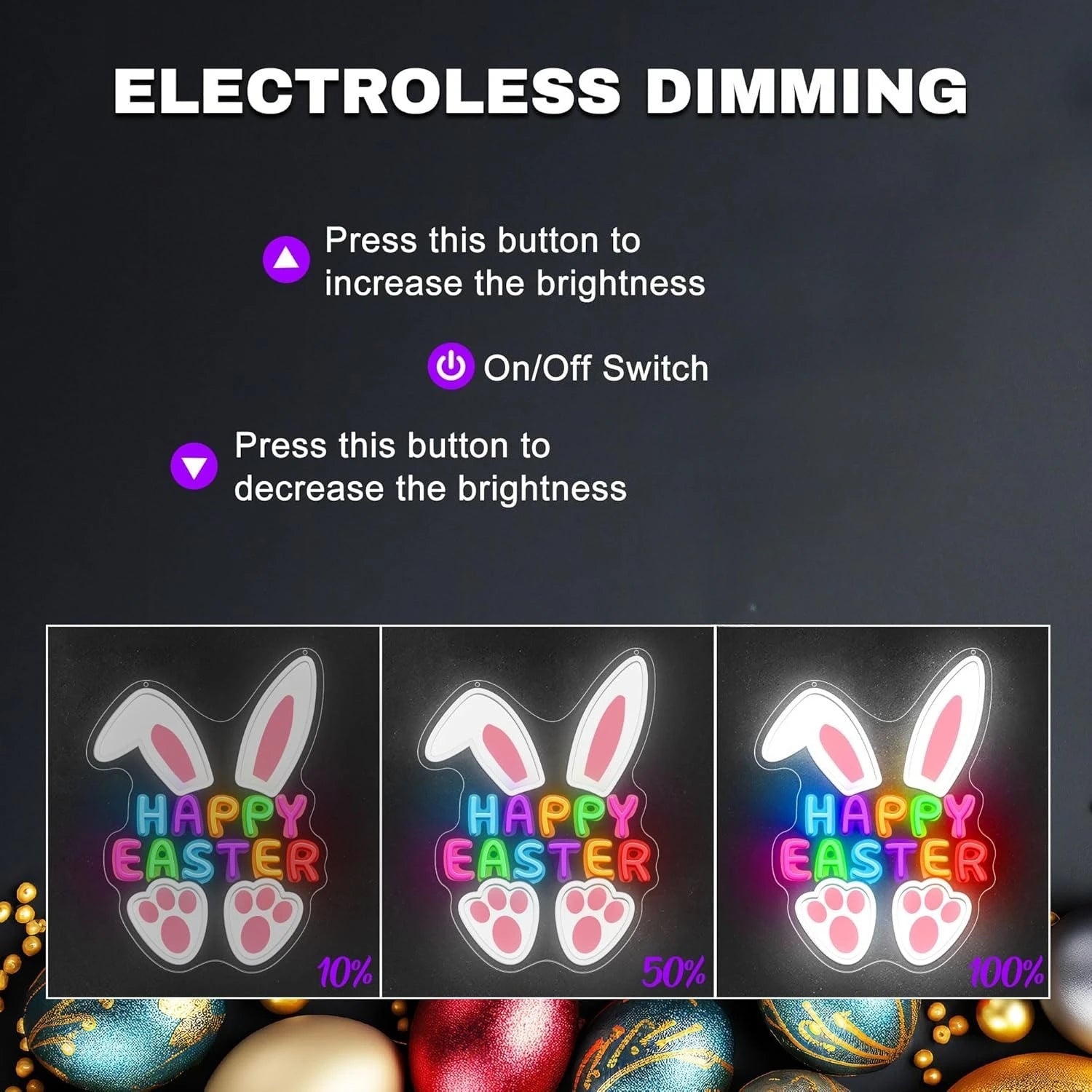 Festive Glow | Neon LED Sign for Easter with USB Connection | Vibrant Decoration for Parties and Events 5