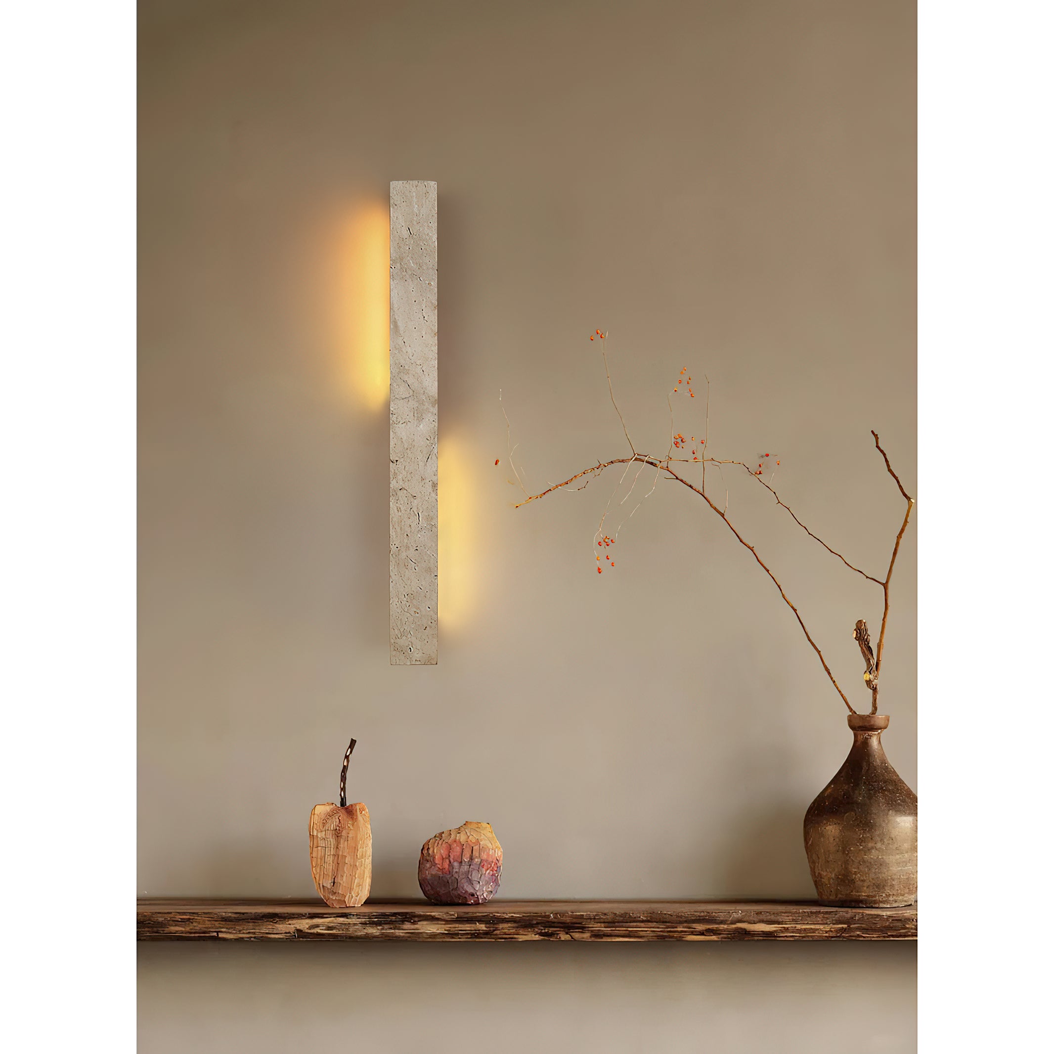 Freyza | Eurdora Travertin-Wandleuchte – Schlafzimmer, Flur