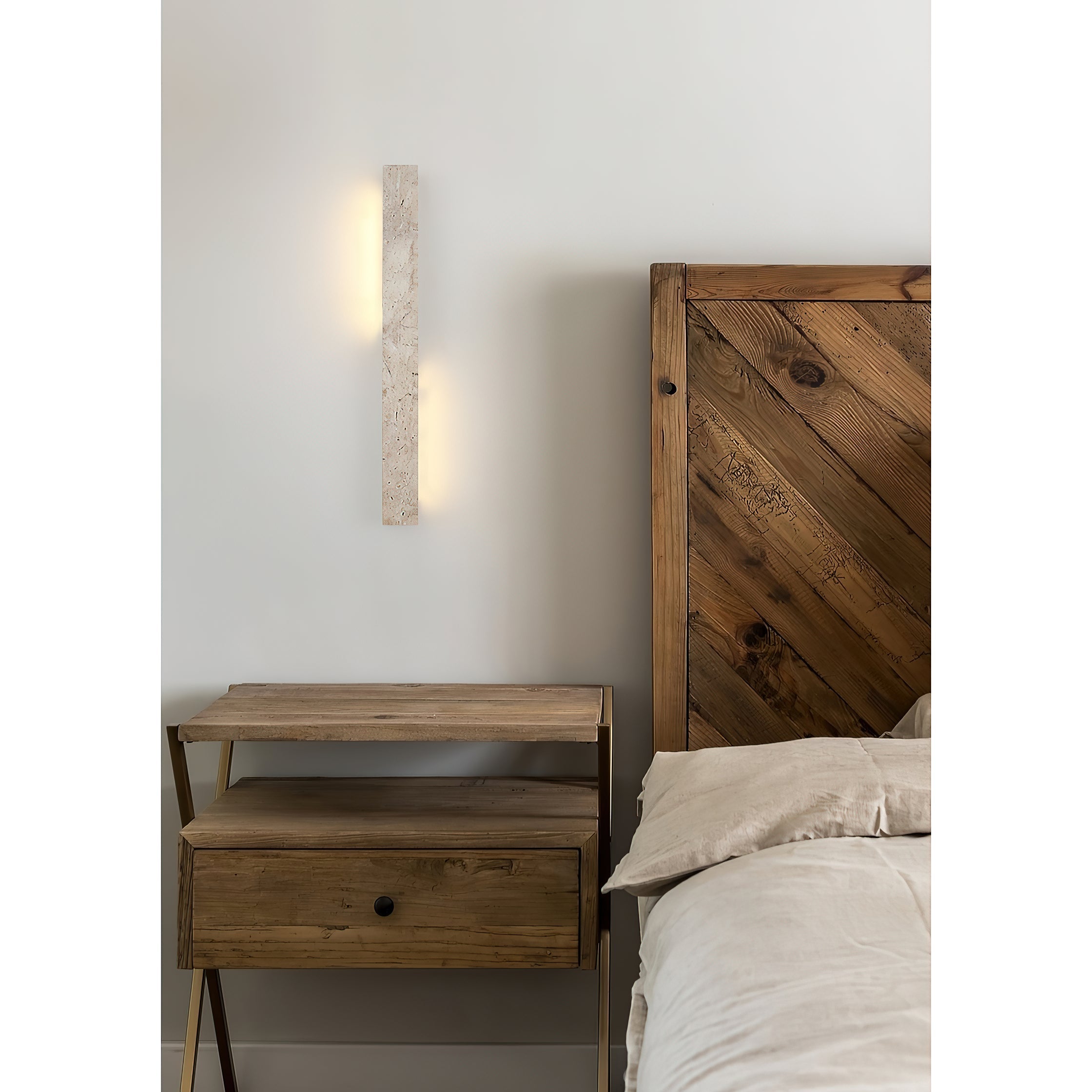 Freyza | Eurdora Travertin-Wandleuchte – Schlafzimmer, Flur