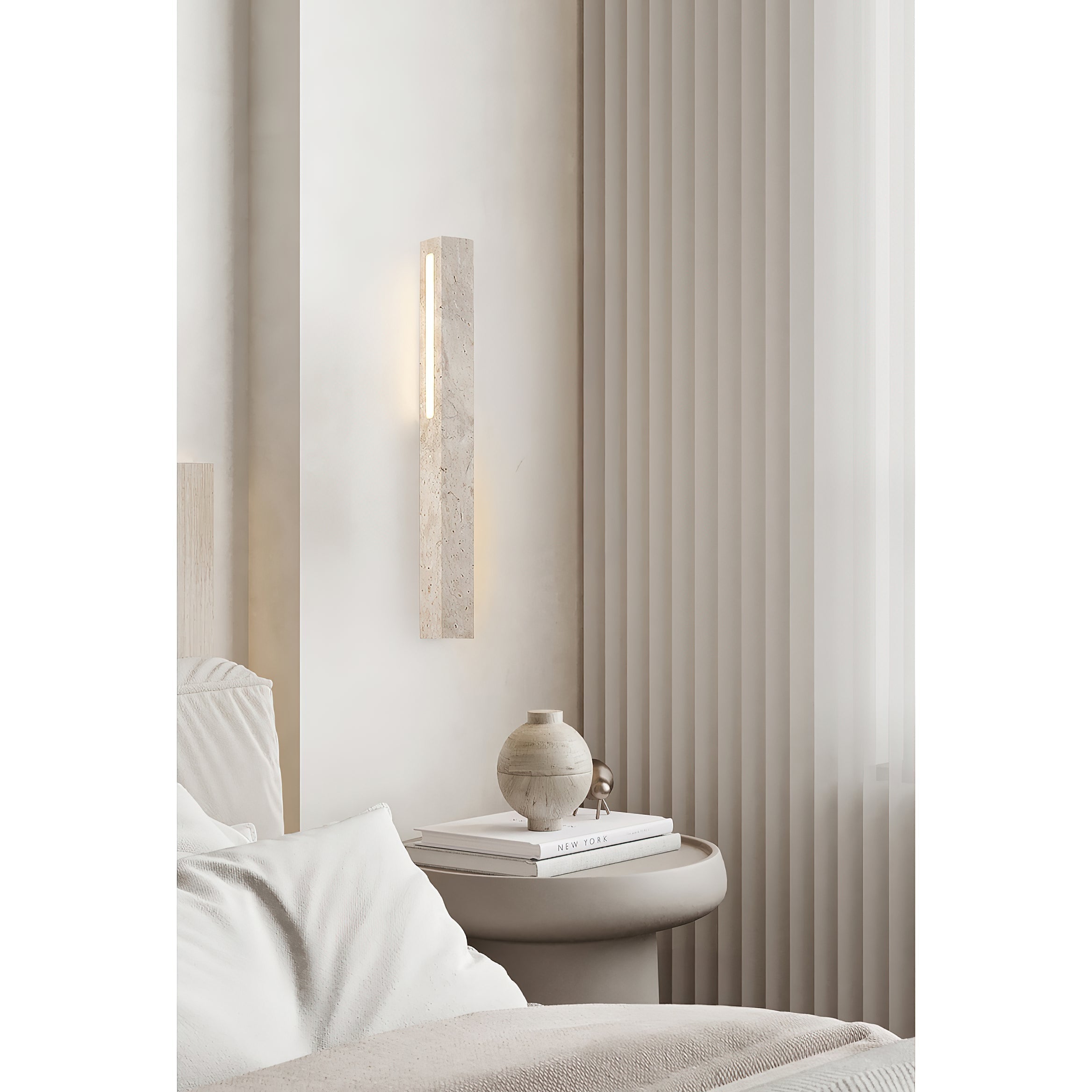 Freyza | Eurdora Travertin-Wandleuchte – Schlafzimmer, Flur