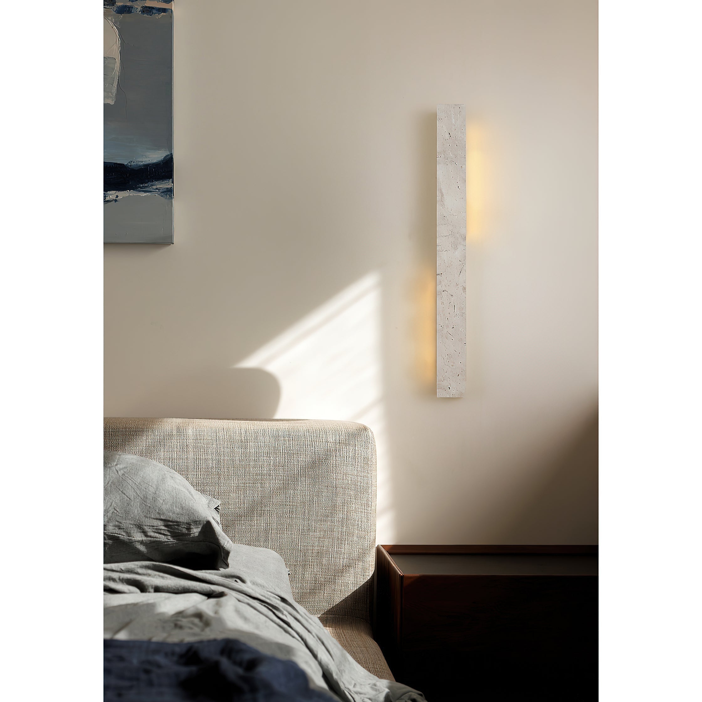 Freyza | Eurdora Travertin-Wandleuchte – Schlafzimmer, Flur