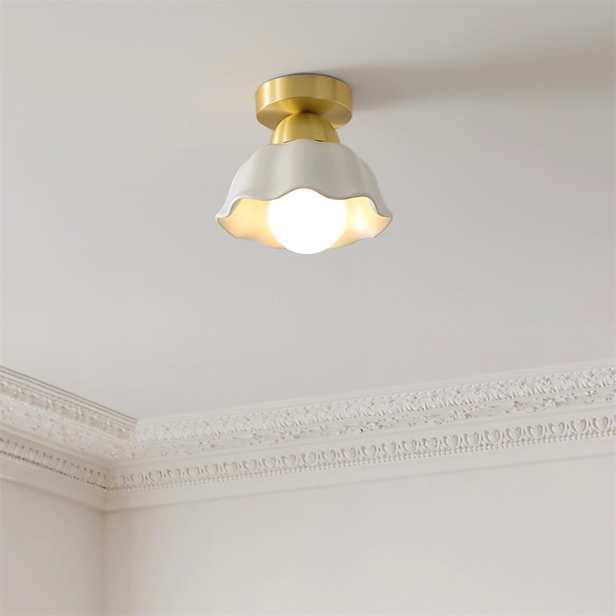 Freyza | Opila Gold Blanc Lampe de plafond encastrée en or blanc – Chambre Couloir Cuisine