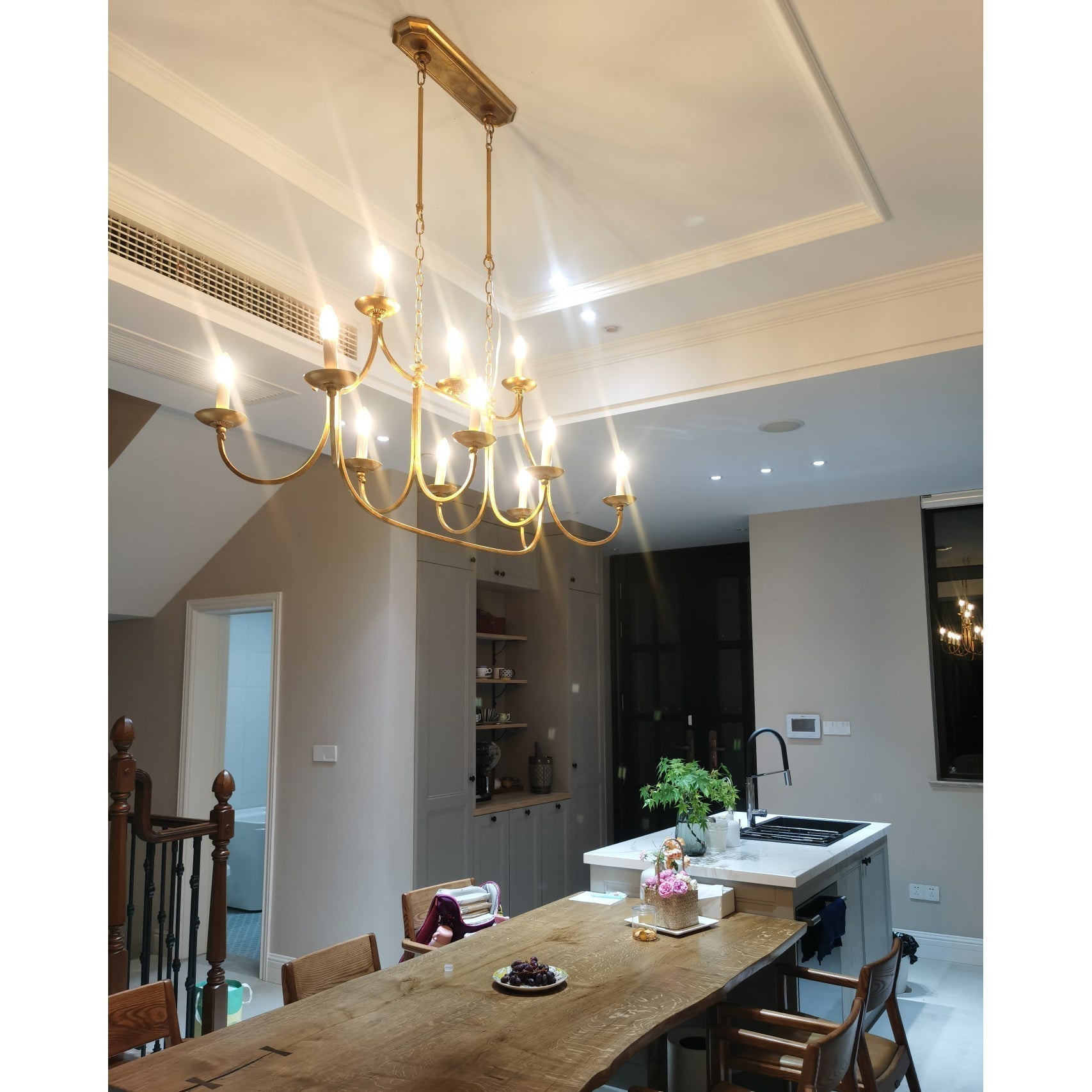 Freyza | Ercare Vintage Industrial Brass Fabric Chandelier – Industrial Dining Room Living Room