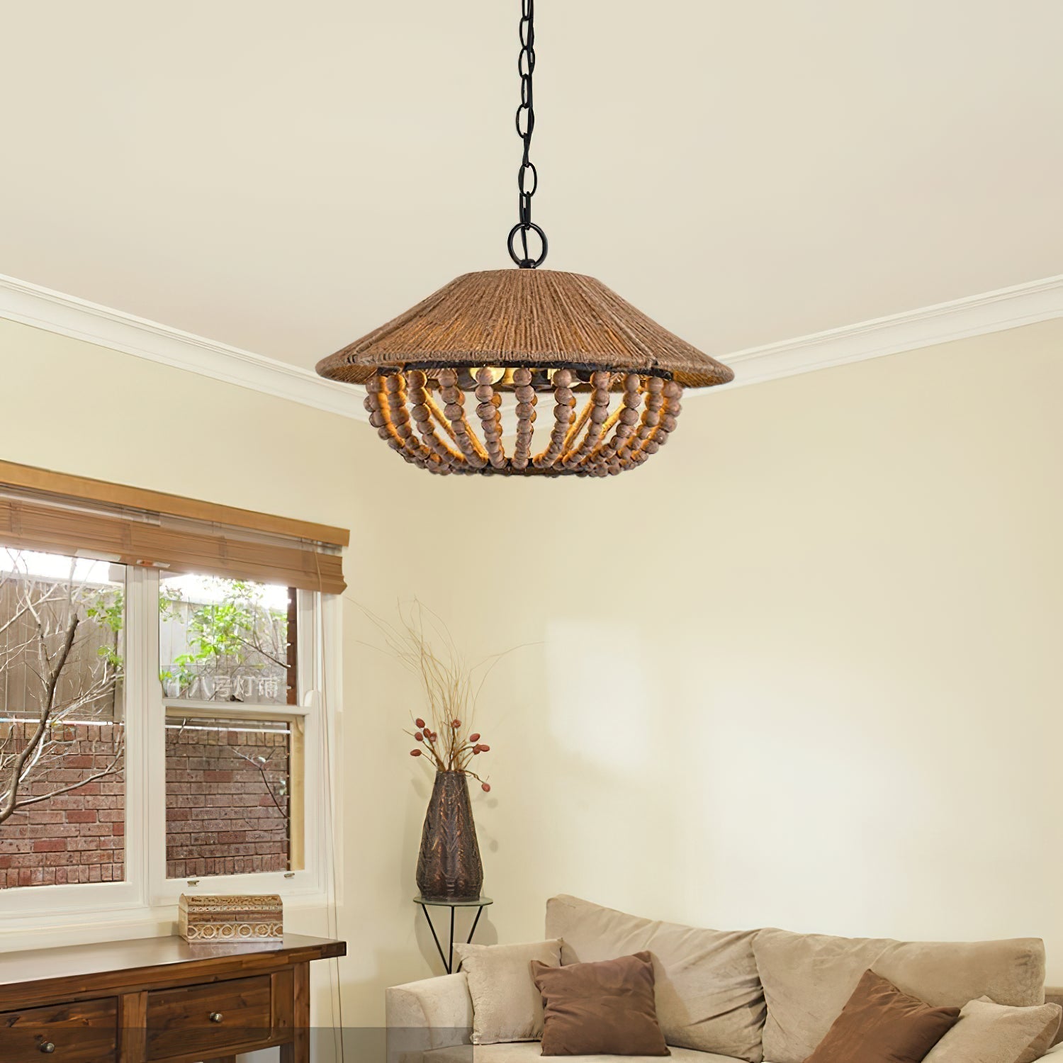 Freyza | Elmarion Elegance Natural Wood Pendant Light – Farmhouse Kitchen Dining Room