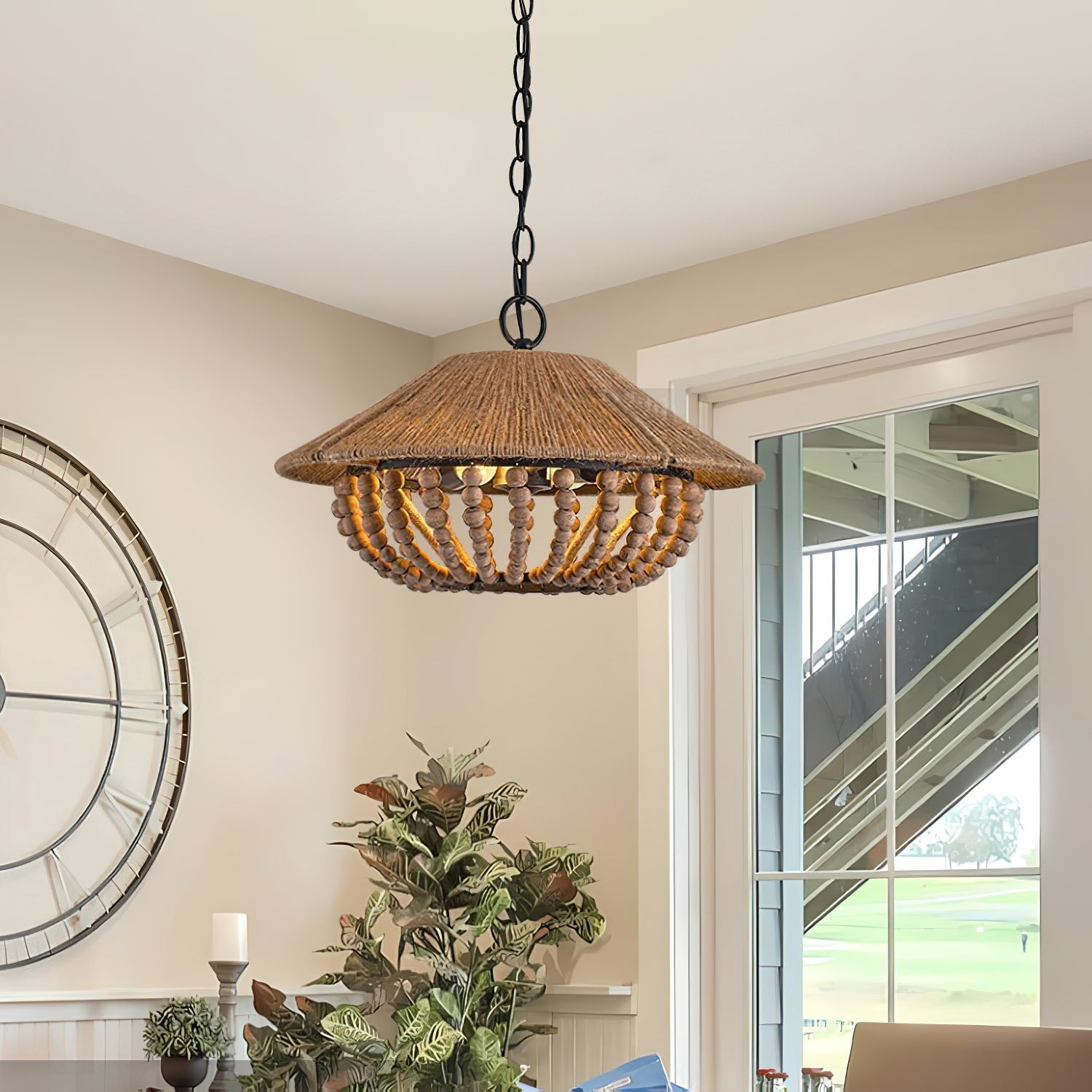 Freyza | Elmarion Elegance Natural Wood Pendant Light – Farmhouse Kitchen Dining Room