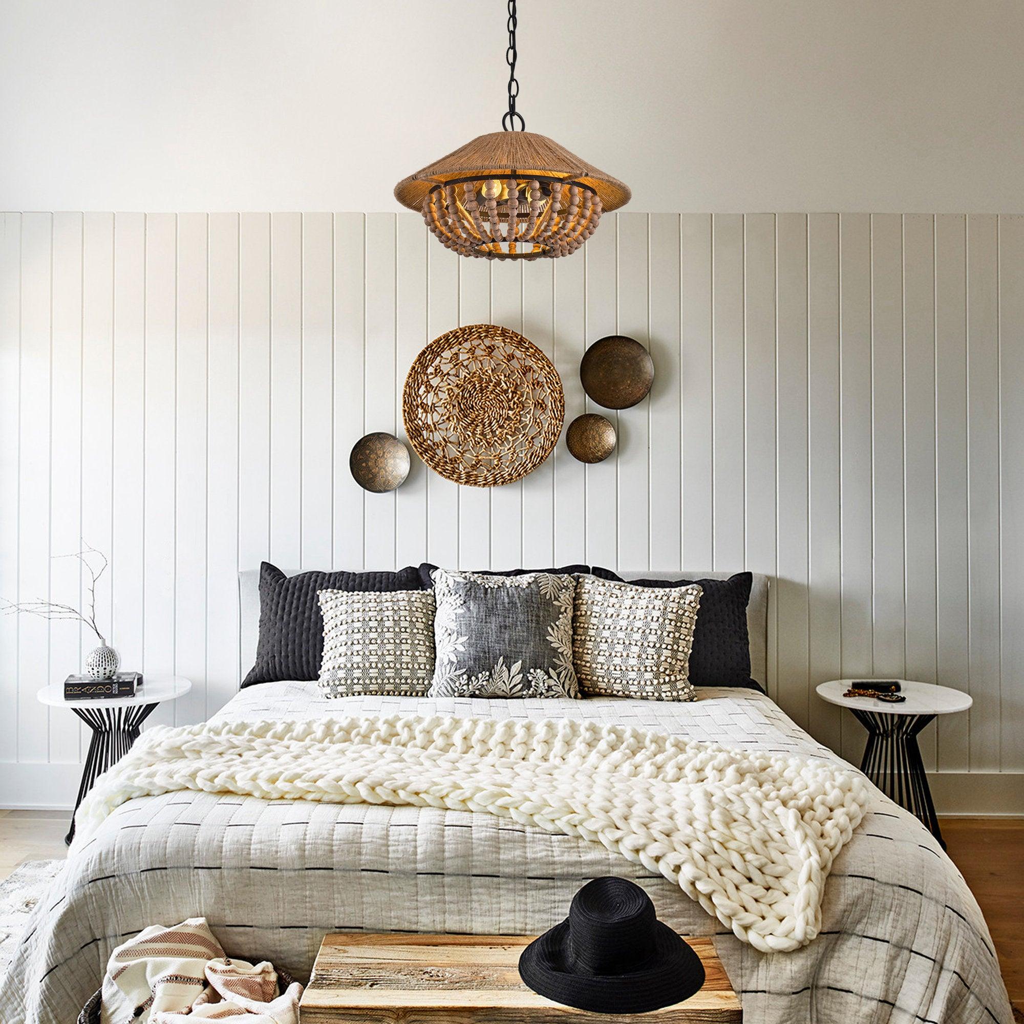 Freyza | Elmarion Elegance Natural Wood Pendant Light – Farmhouse Kitchen Dining Room