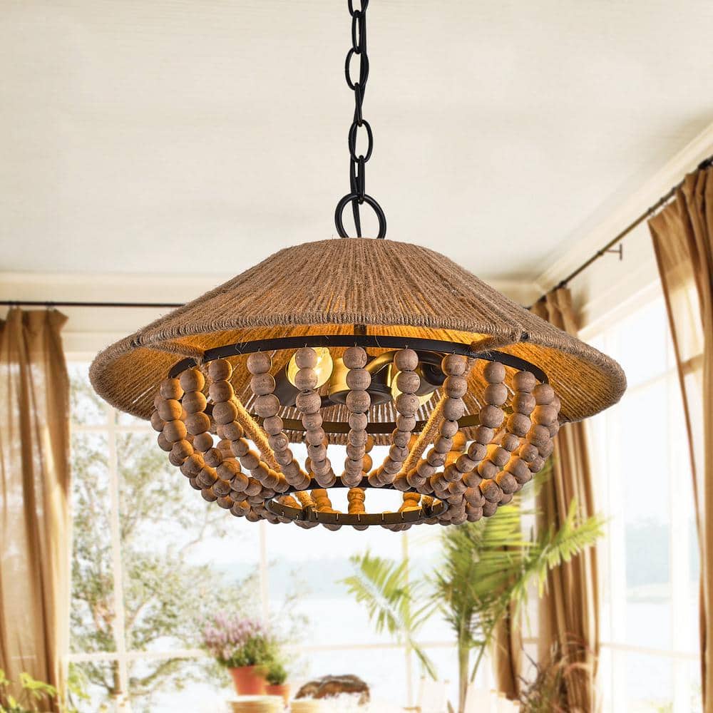 Freyza | Elmarion Elegance Natural Wood Pendant Light – Farmhouse Kitchen Dining Room