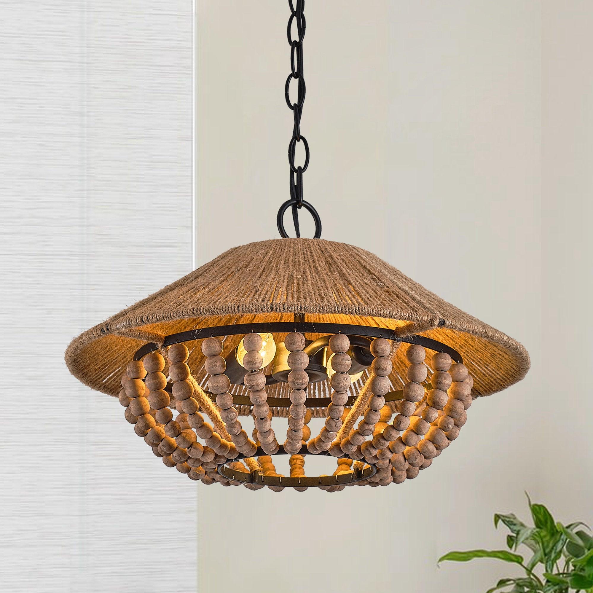 Freyza | Elmarion Elegance Natural Wood Pendant Light – Farmhouse Kitchen Dining Room