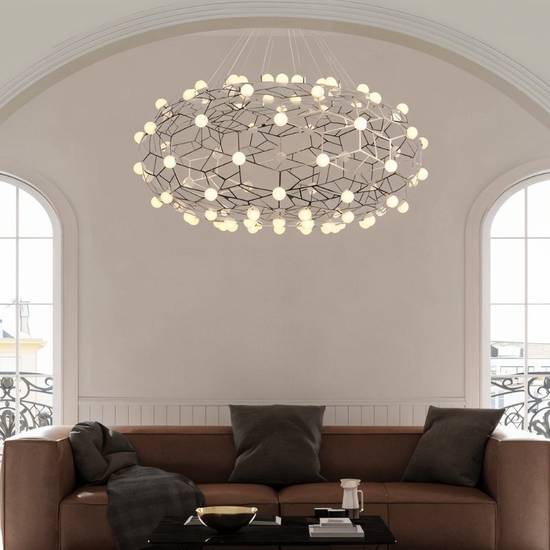 Freyza - FloraLuxe | Eleganter moderner Edelstahl-Kronleuchter fürs Esszimmer