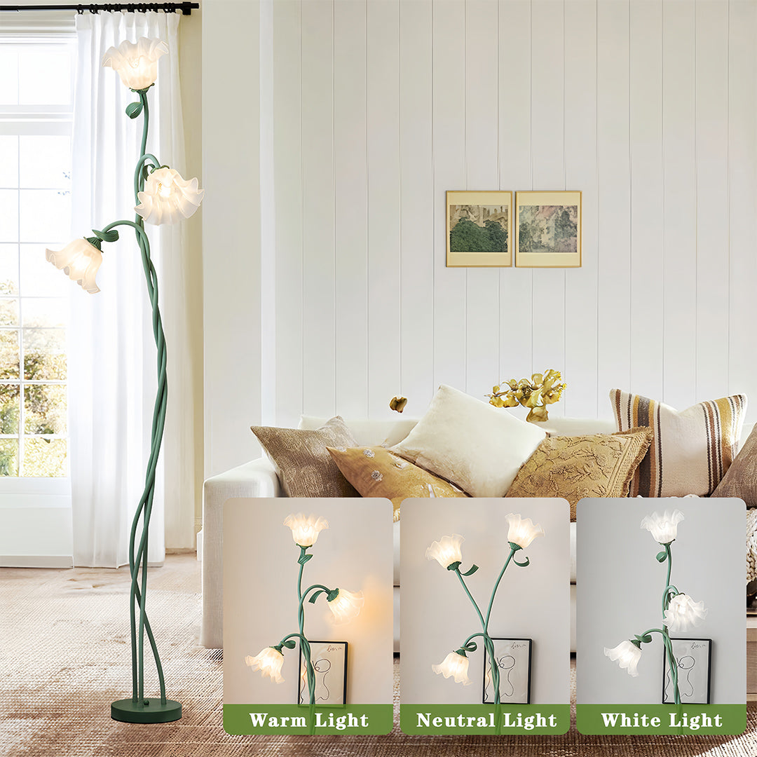 Floralis | Elegant Green Iron Flower Floor Lamp for Living Room 0