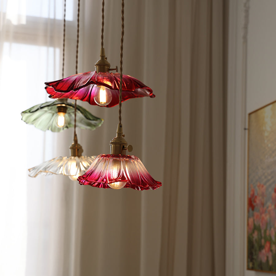 Plafonnier affleurant en verre fleuri Freyza | Calia – chambre, couloir, cuisine