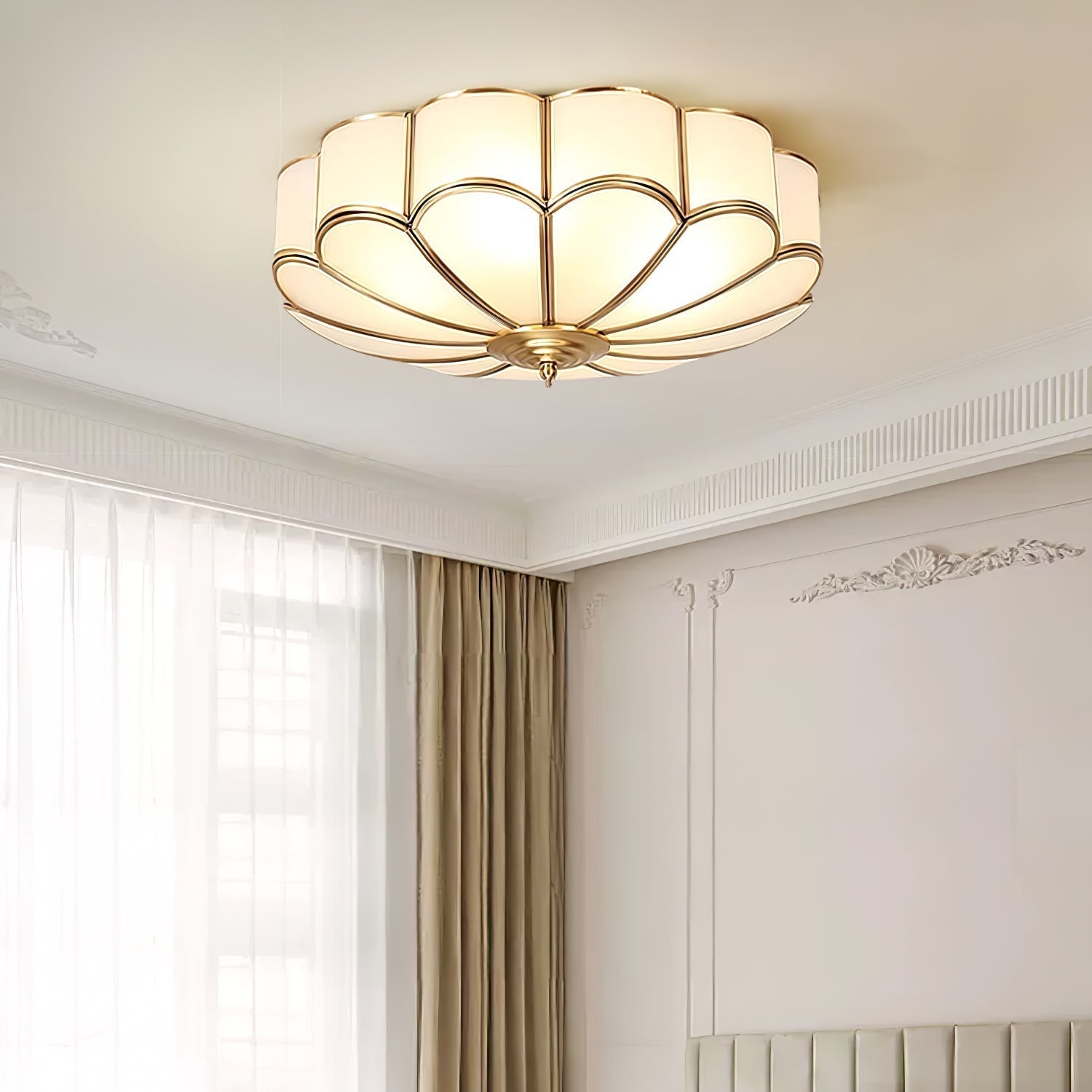 Freyza | Plafonnier affleurant en laiton et verre – Chambre, couloir, cuisine