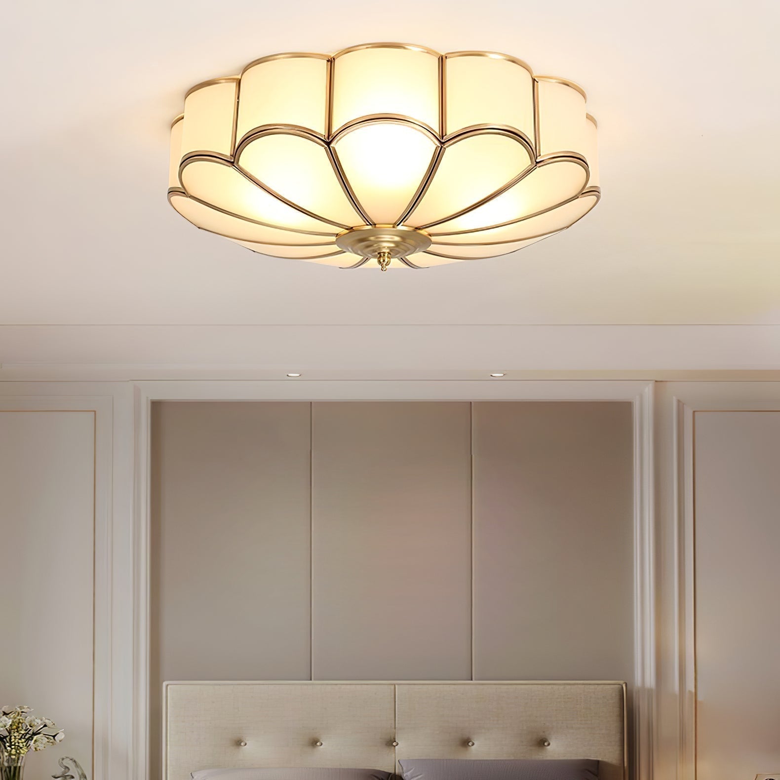 Freyza | Plafonnier affleurant en laiton et verre – Chambre, couloir, cuisine