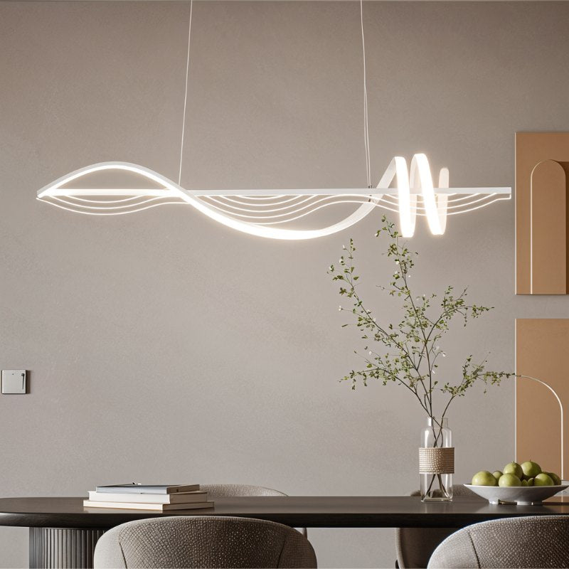 Freyza - FluoWave | Modern Black Aluminum Adjustable Chandelier Light