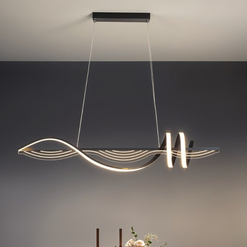 Freyza - FluoWave | Modern Black Aluminum Adjustable Chandelier Light