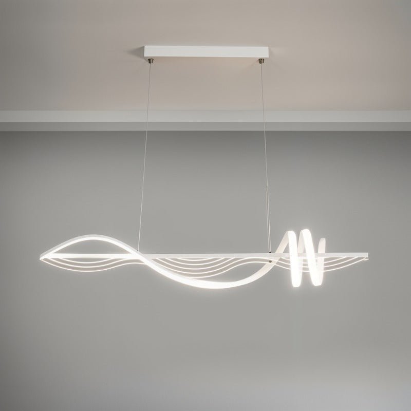 Freyza - FluoWave | Modern Black Aluminum Adjustable Chandelier Light