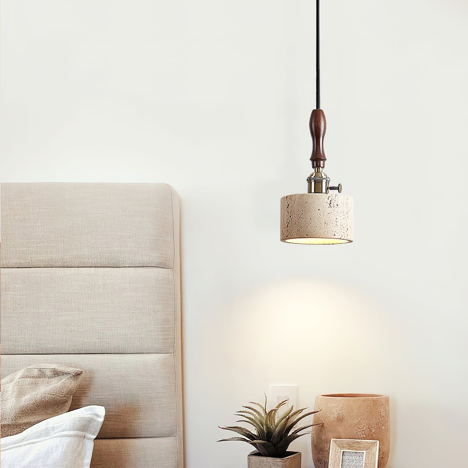 Freyza | Sycaran Walnut Travertine Pendant Light – Kitchen Dining Room