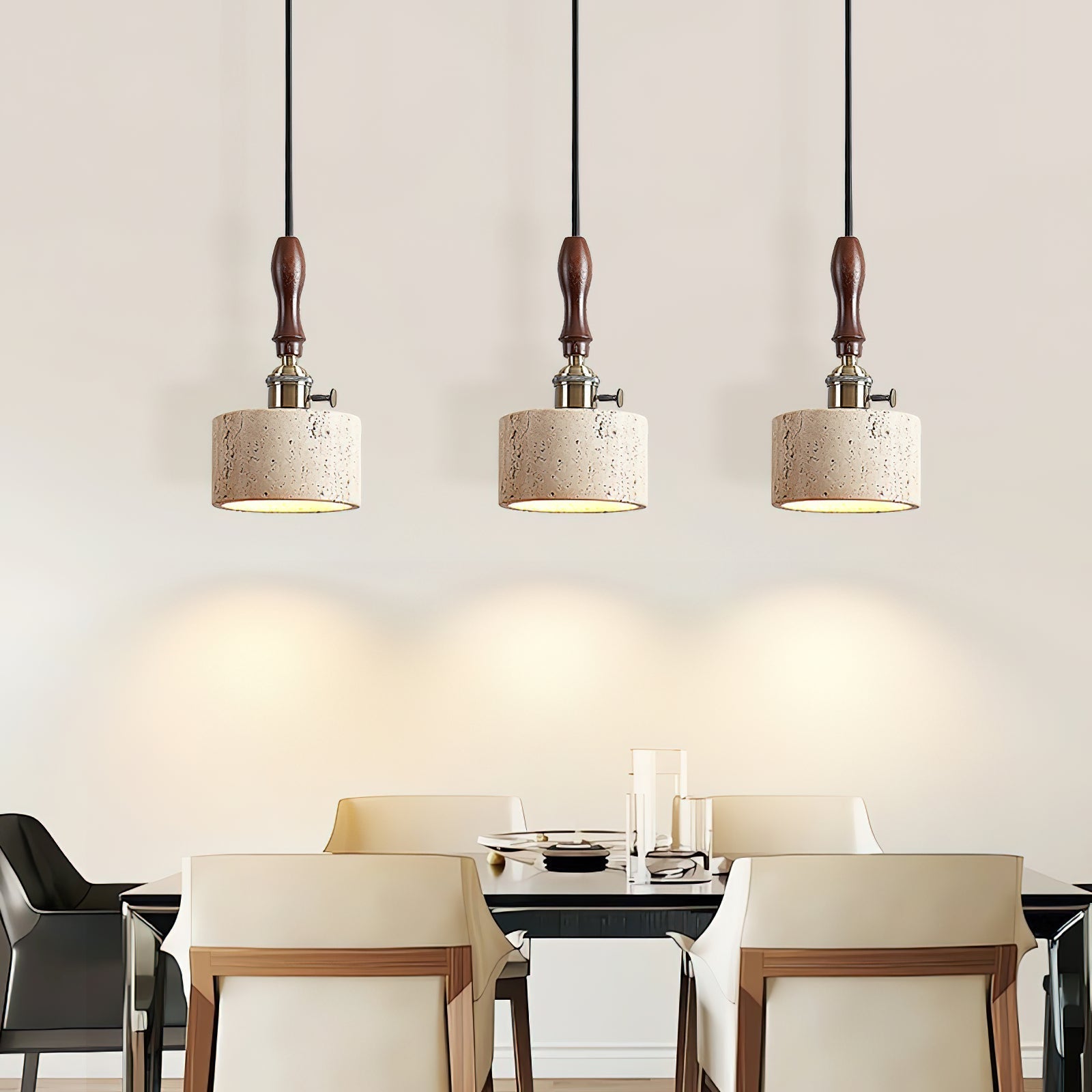 Freyza | Sycaran Walnut Travertine Pendant Light – Kitchen Dining Room