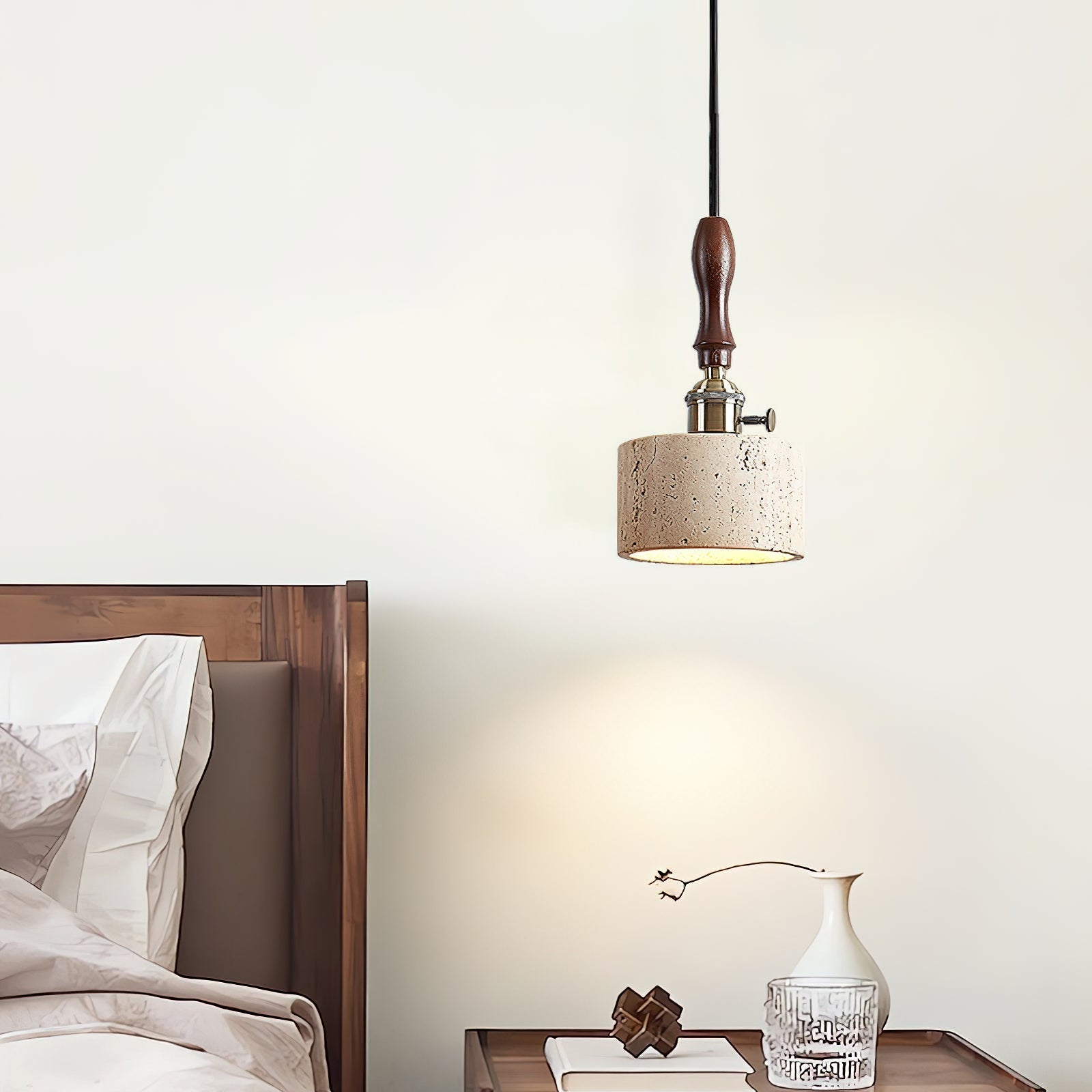 Freyza | Sycaran Walnut Travertine Pendant Light – Kitchen Dining Room