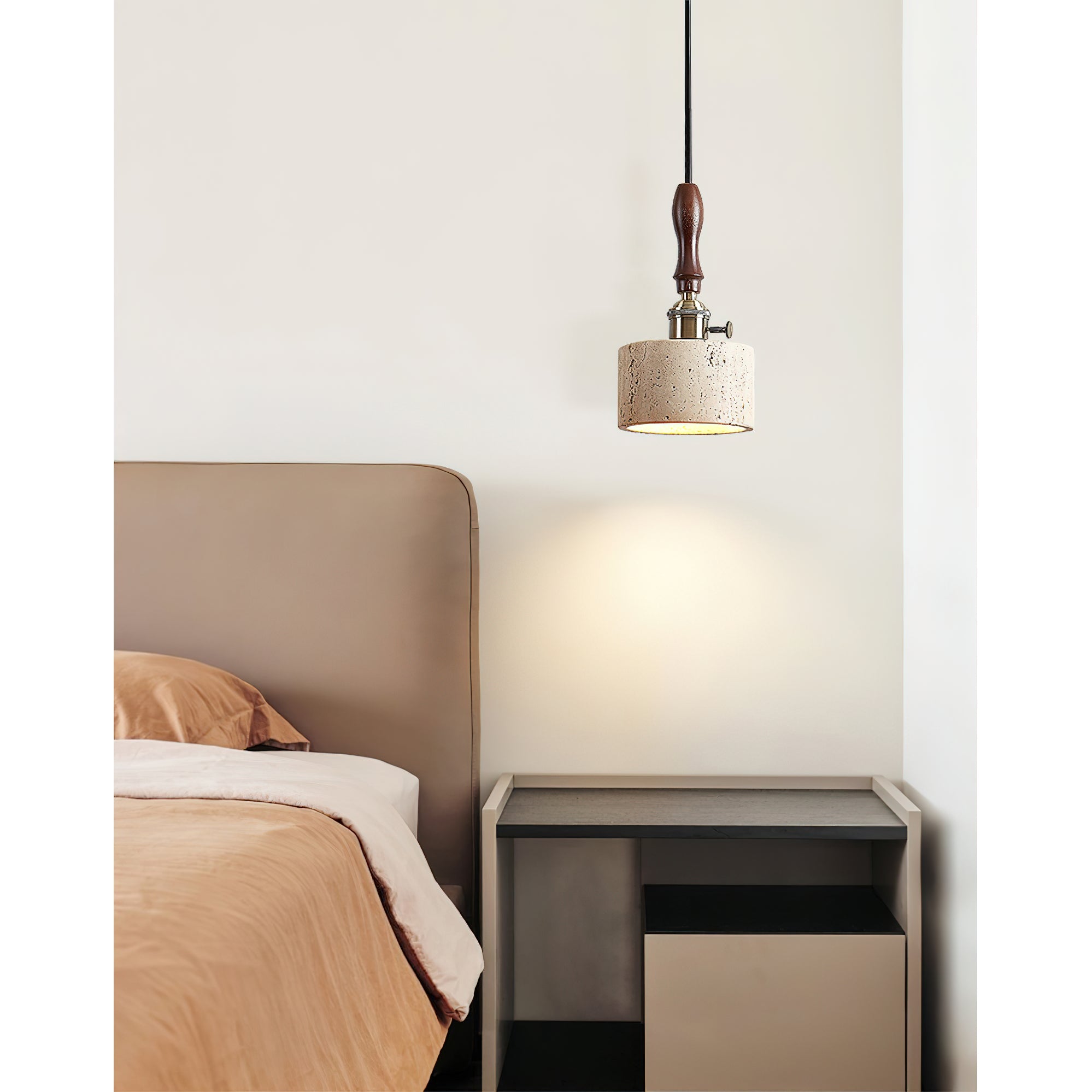 Freyza | Sycaran Walnut Travertine Pendant Light – Kitchen Dining Room