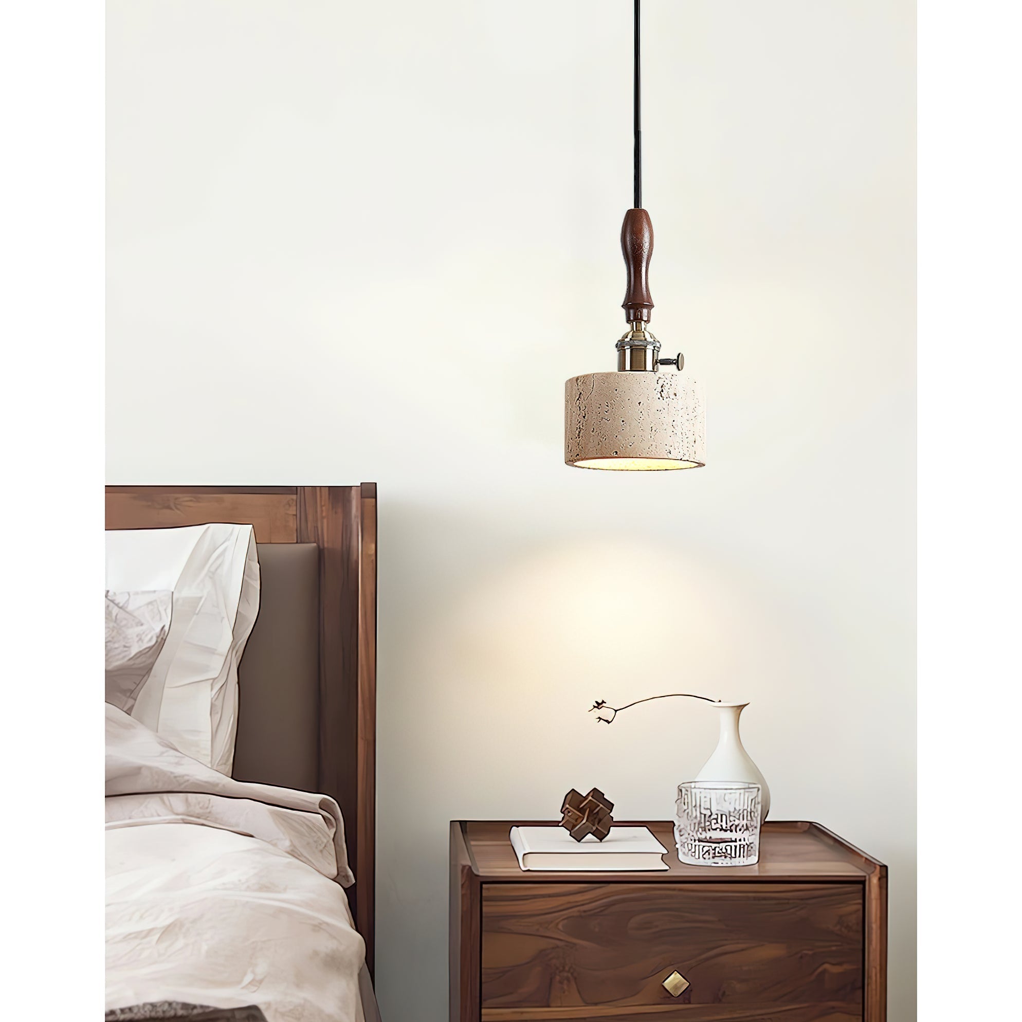 Freyza | Sycaran Walnut Travertine Pendant Light – Kitchen Dining Room
