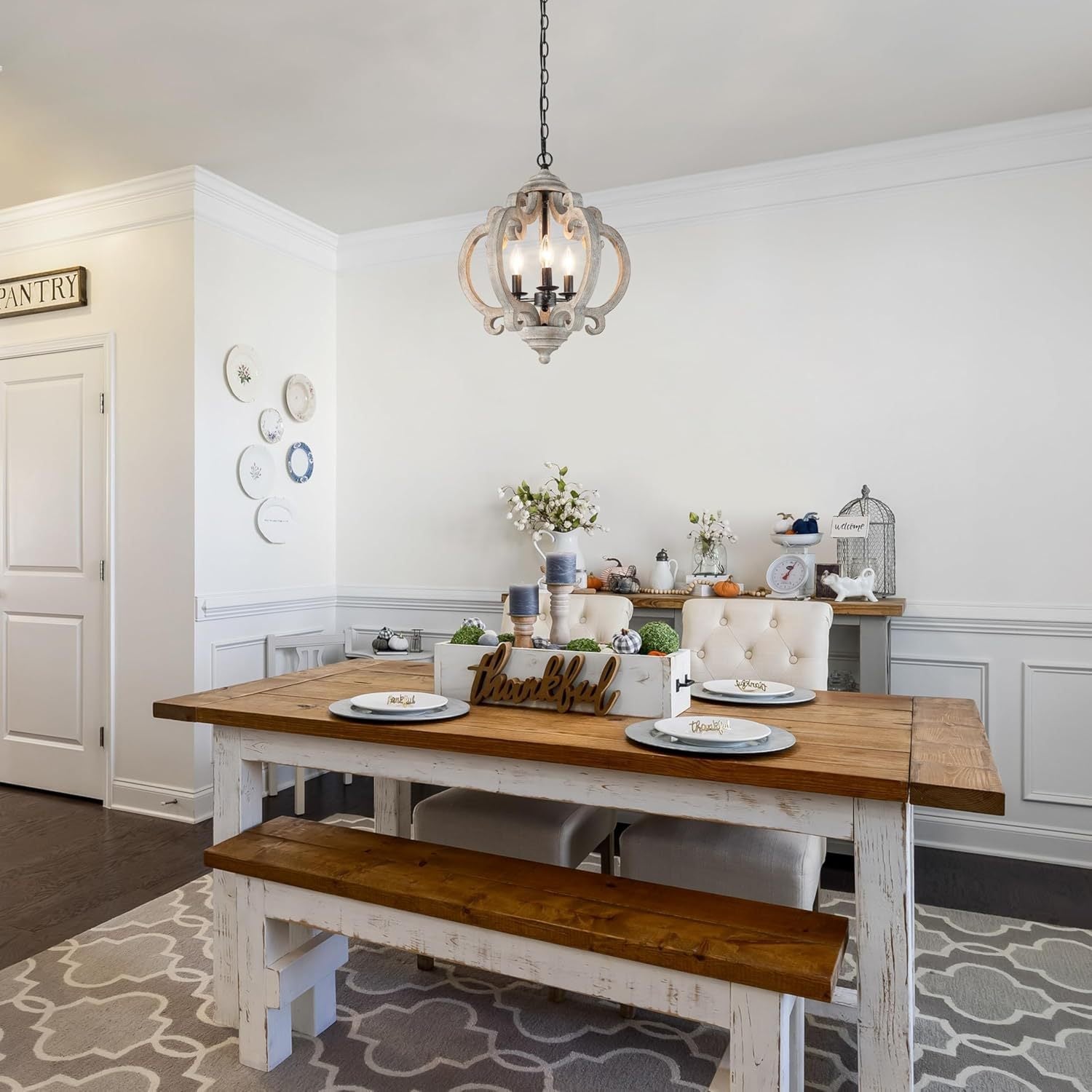 Freyza | Myviniel Vintage Industrial Wood Pendant Light – Industrial Kitchen Dining Room