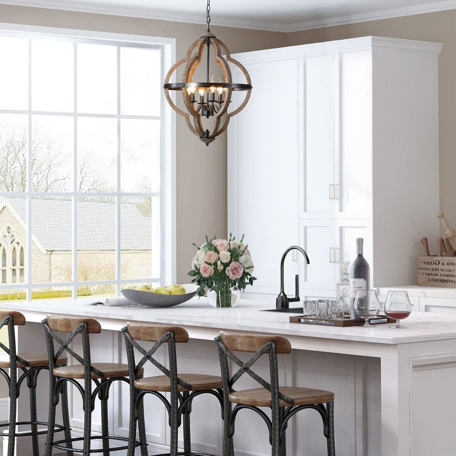 Freyza | Cilorora Vintage Industrial Wood Pendant Light – Industrial Kitchen Dining Room
