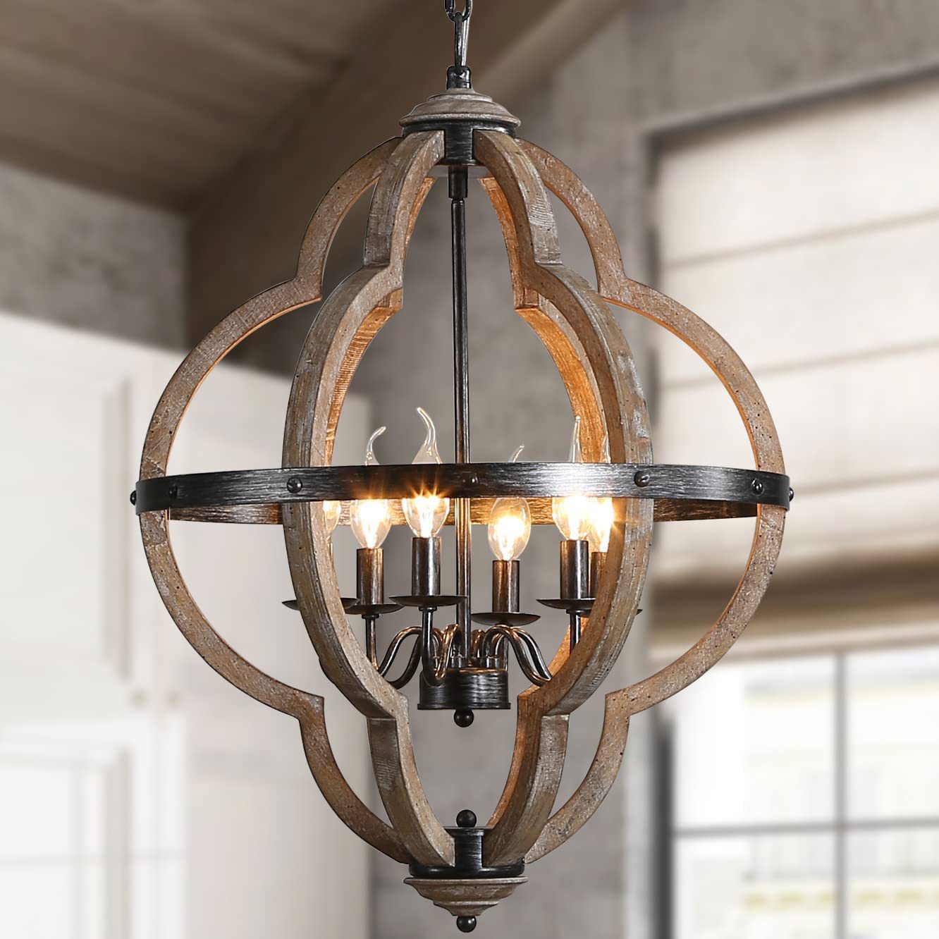 Freyza | Cilorora Vintage Industrial Wood Pendant Light – Industrial Kitchen Dining Room