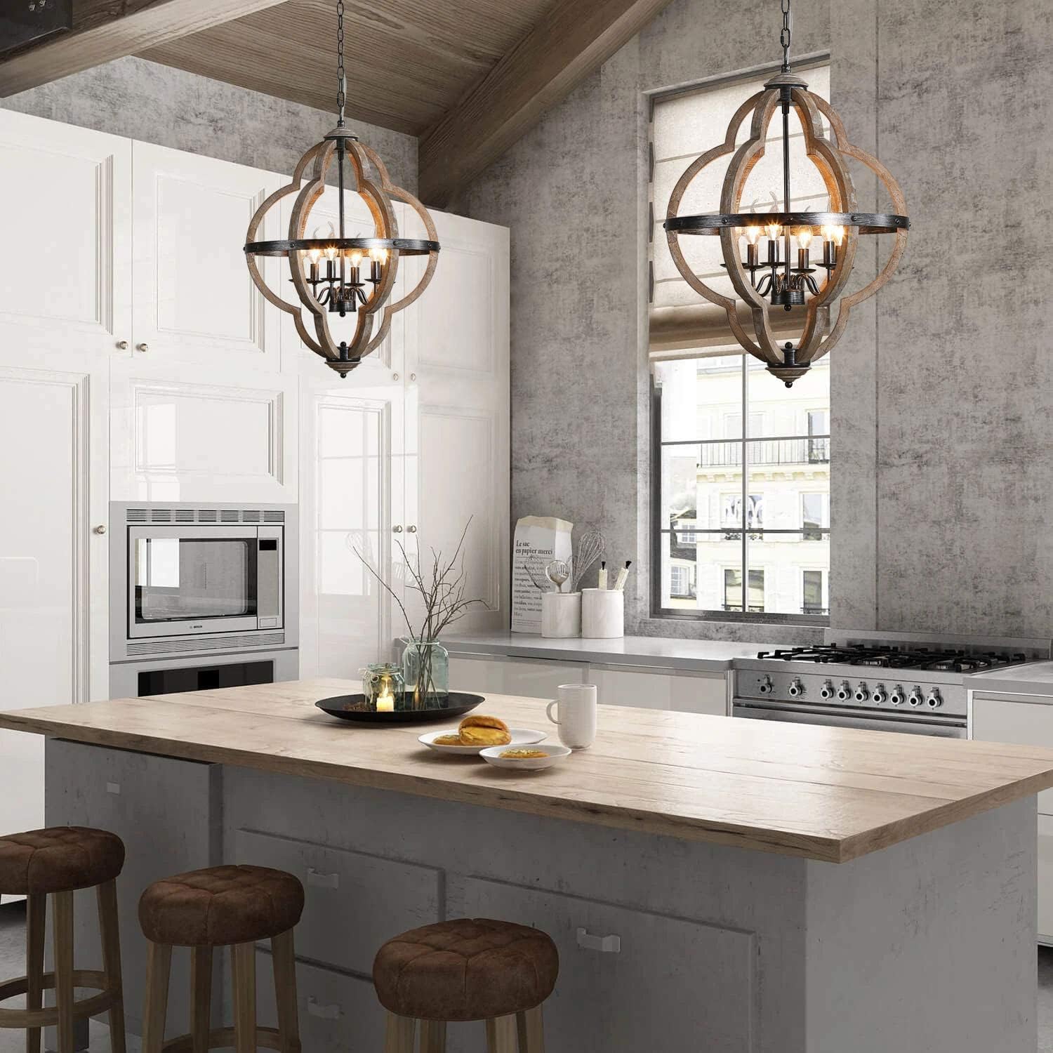 Freyza | Cilorora Vintage Industrial Wood Pendant Light – Industrial Kitchen Dining Room