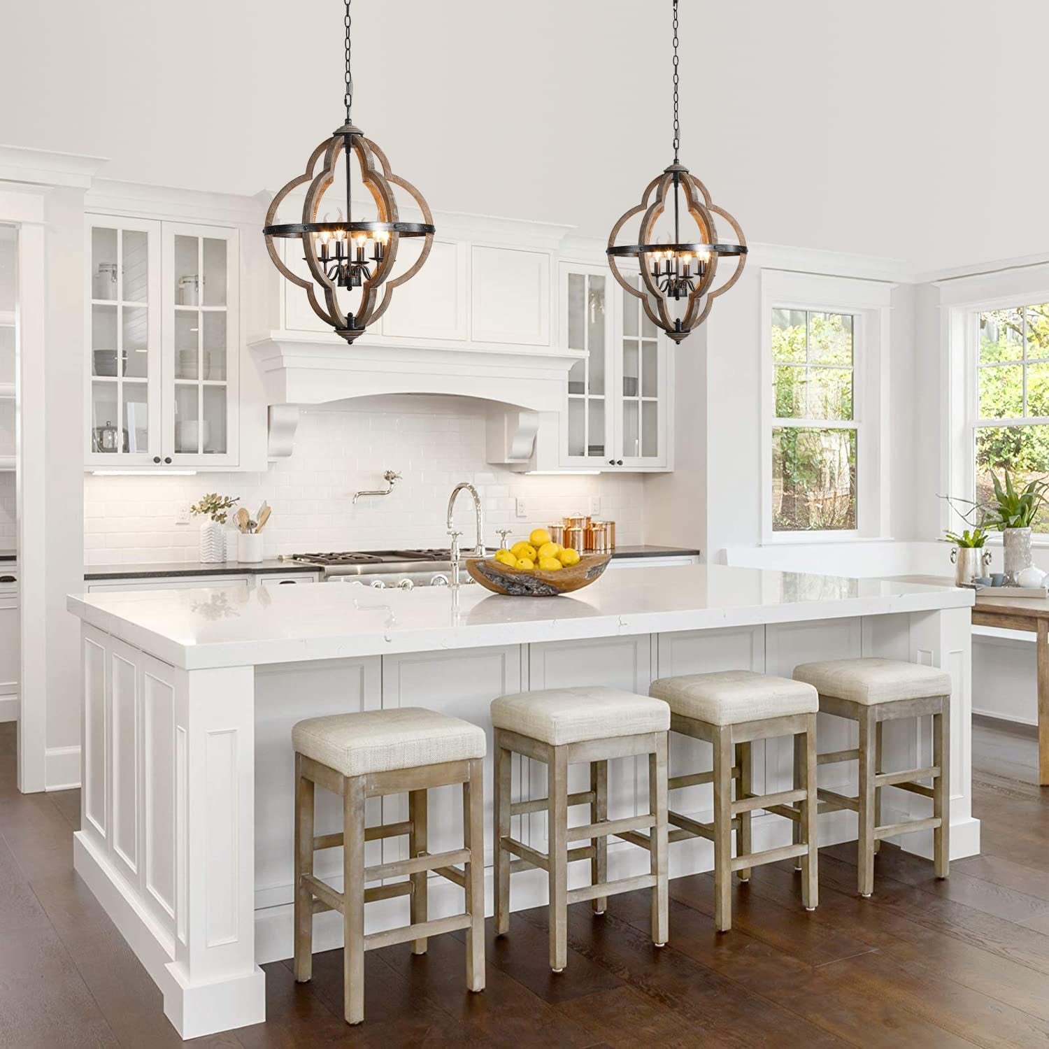 Freyza | Cilorora Vintage Industrial Wood Pendant Light – Industrial Kitchen Dining Room