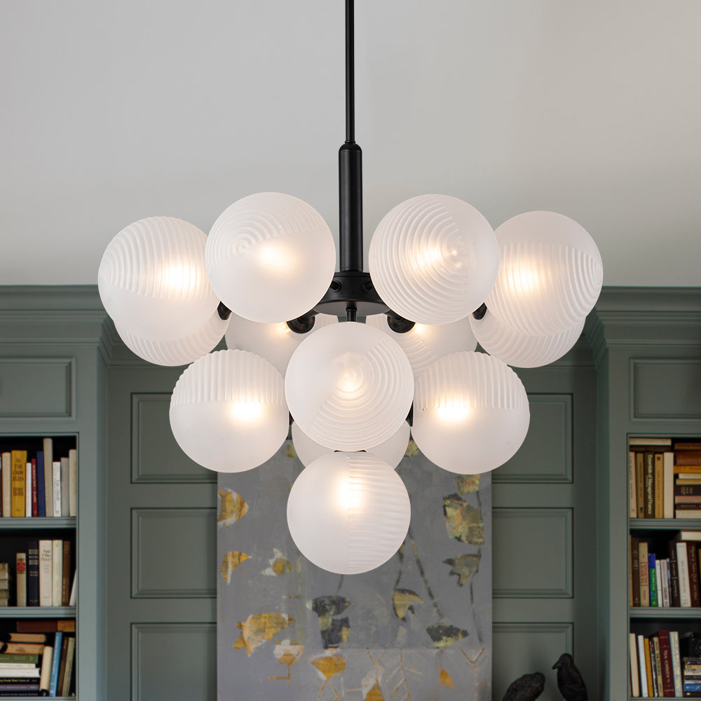 Freyza | Nimbu Glass Chandelier Glass Chandelier – Dining Room Living Room