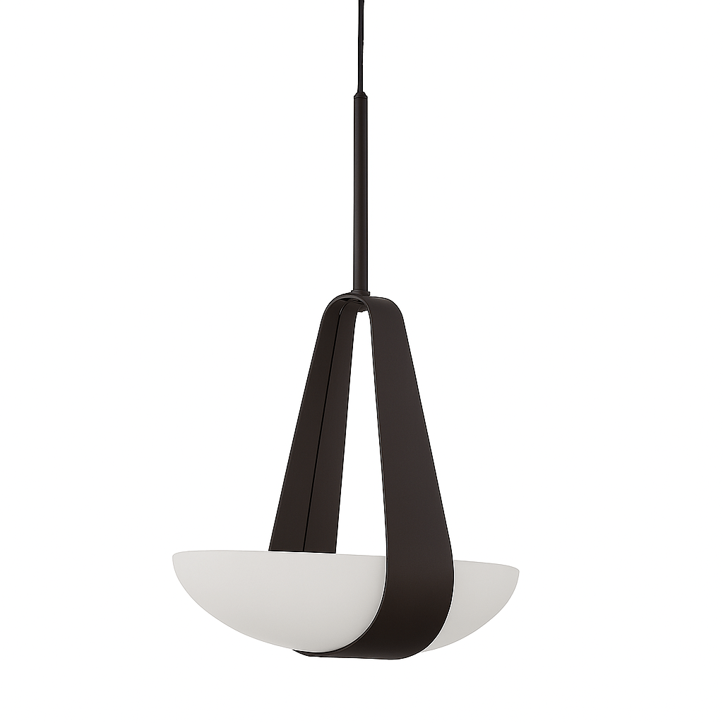 Fune | Elegant Modern Leather and Frosted Glass Pendant Light 1