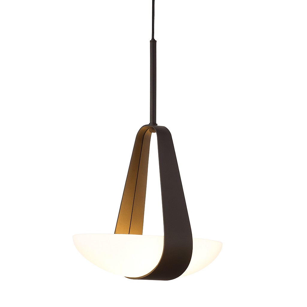 Fune | Elegant Modern Leather and Frosted Glass Pendant Light 2