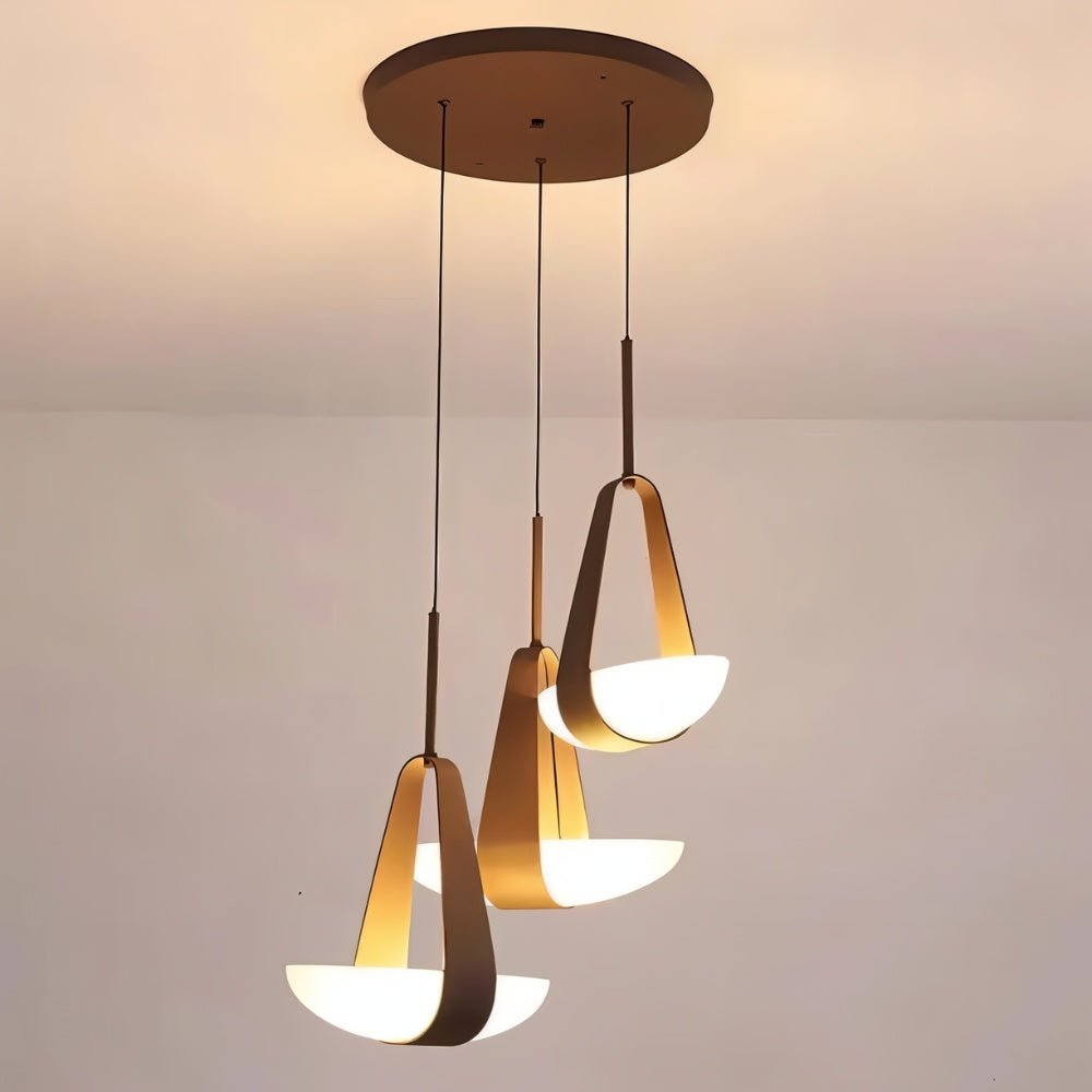 Fune | Elegant Modern Leather and Frosted Glass Pendant Light 3