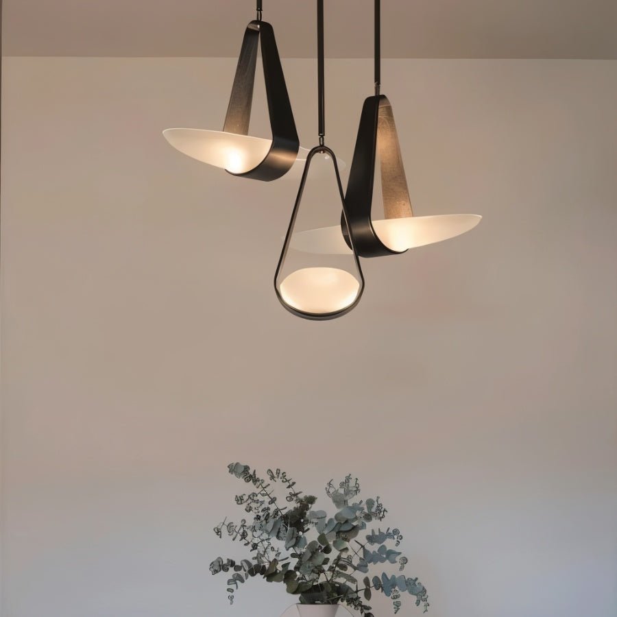 Fune | Elegant Modern Leather and Frosted Glass Pendant Light 5