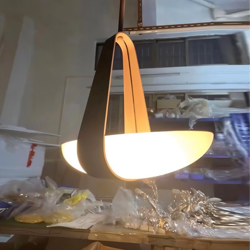 Fune | Elegant Modern Leather and Frosted Glass Pendant Light 6