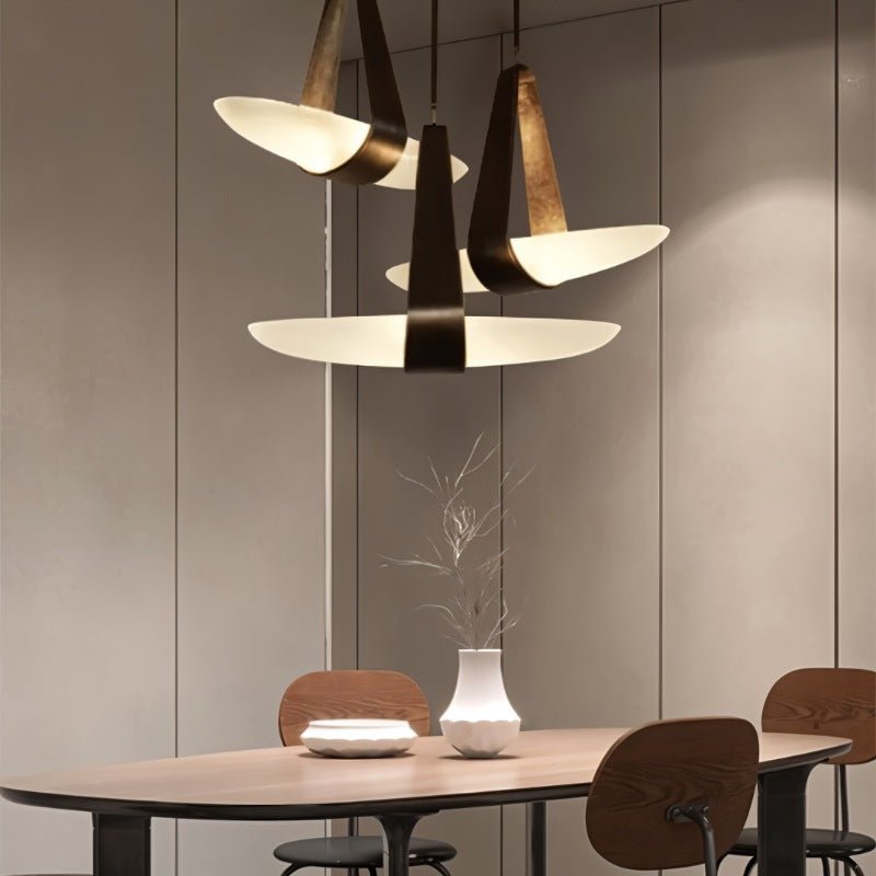 Fune | Elegant Modern Leather and Frosted Glass Pendant Light 7