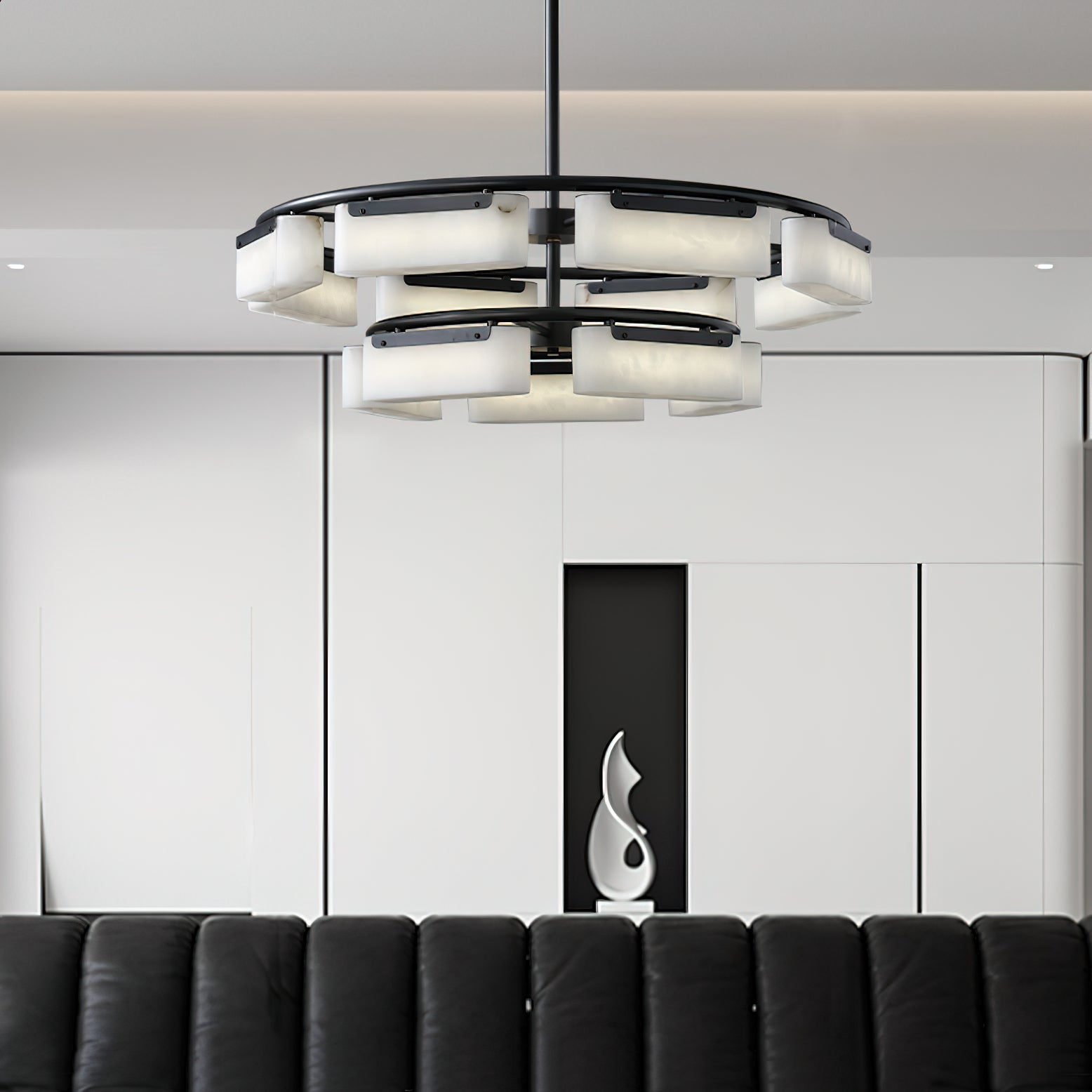 Freyza | Varaeia Brass Alabaster Brass Chandelier – Dining Room Living Room