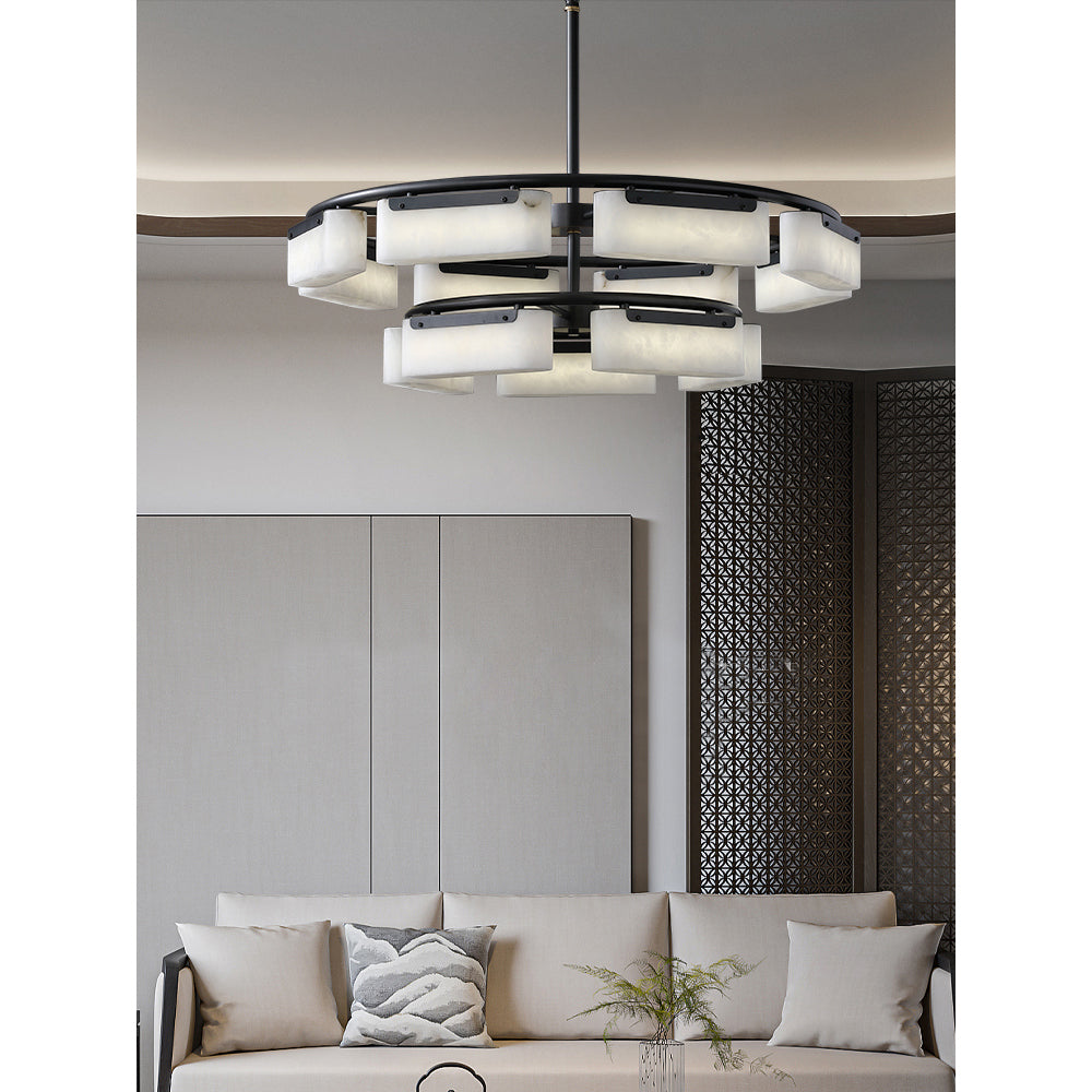 Freyza | Varaeia Brass Alabaster Brass Chandelier – Dining Room Living Room