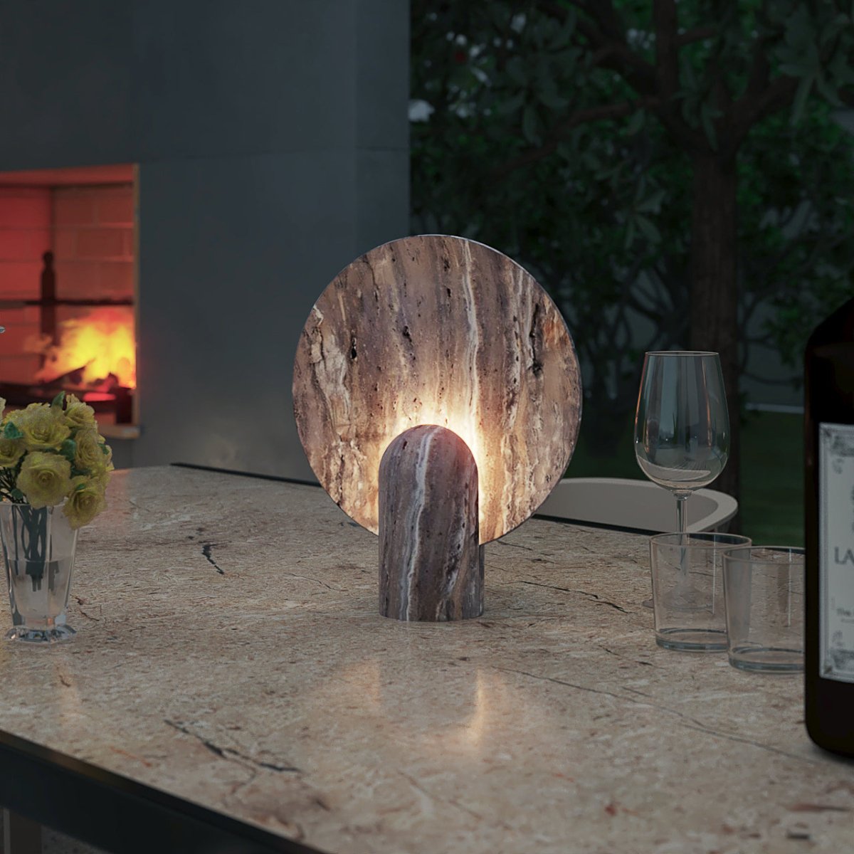 Fysikos | Elegant Artisan Natural Stone Table Lamp for Bedside or Desk 4