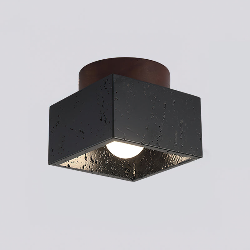 Freyza | Ritta quadratisch-runde schwarze Deckenleuchte – Schlafzimmer, Wohnzimmer