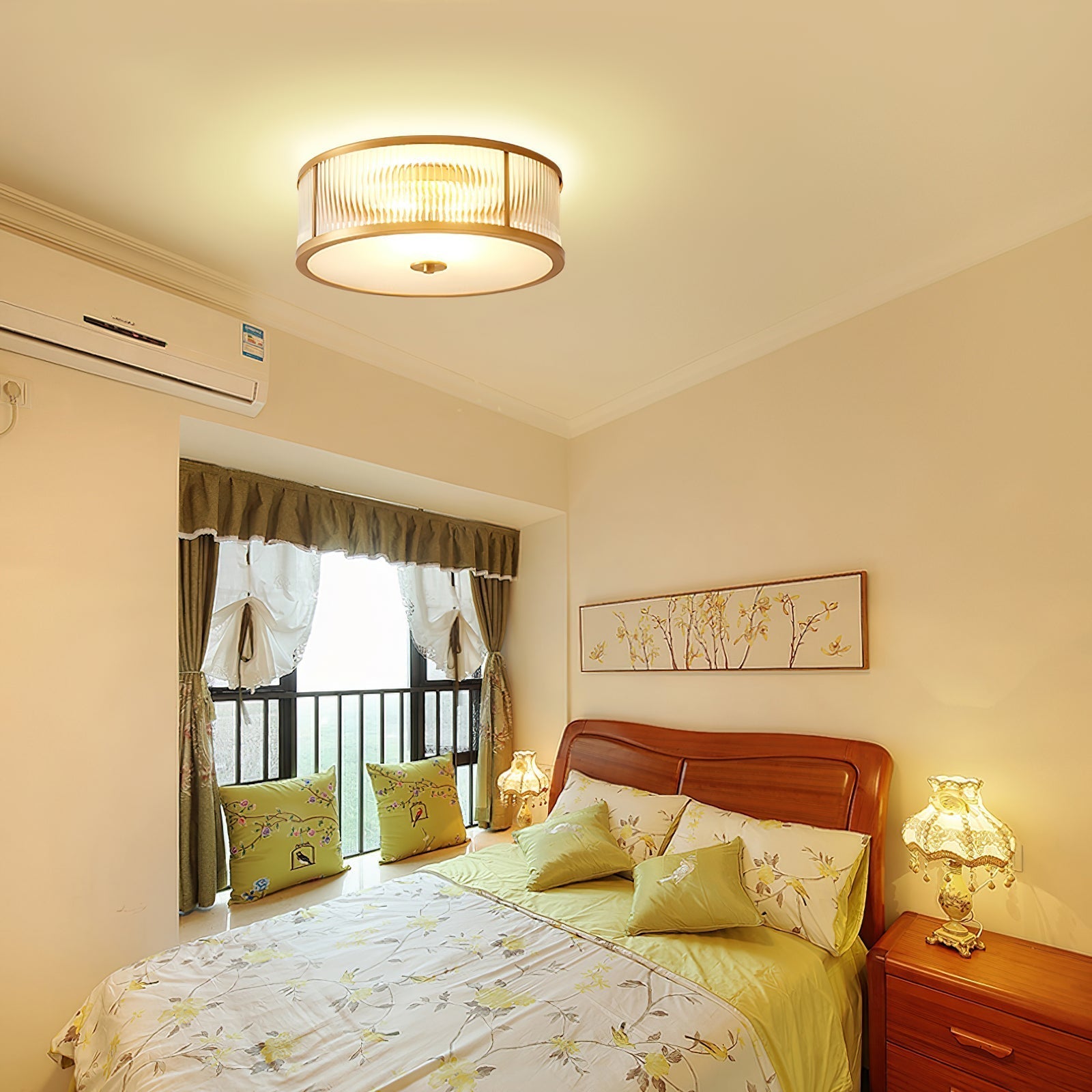 Freyza | Avvynila Brass Glass Brass Glass Ceiling Light – Bedroom Living Room
