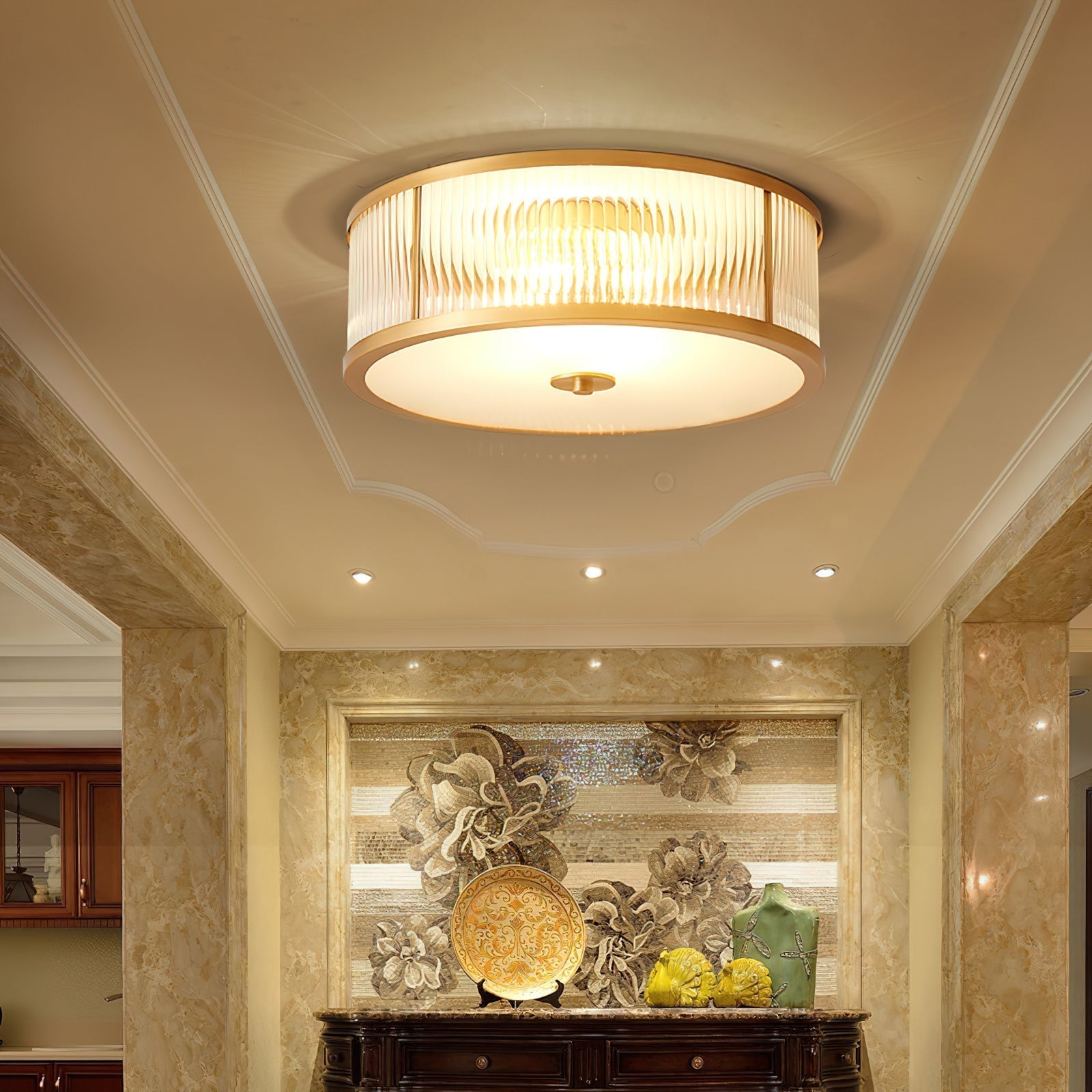 Freyza | Avvynila Brass Glass Brass Glass Ceiling Light – Bedroom Living Room