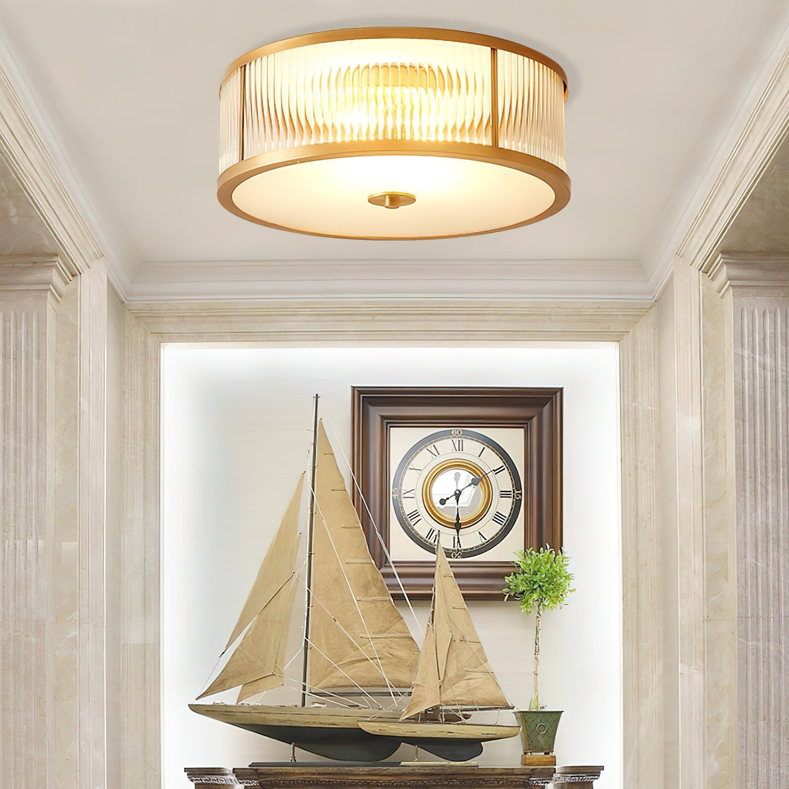 Freyza | Avvynila Brass Glass Brass Glass Ceiling Light – Bedroom Living Room