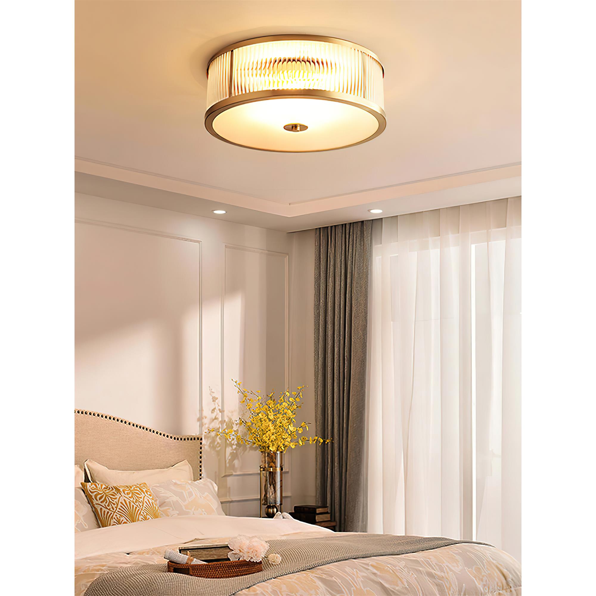 Freyza | Avvynila Brass Glass Brass Glass Ceiling Light – Bedroom Living Room